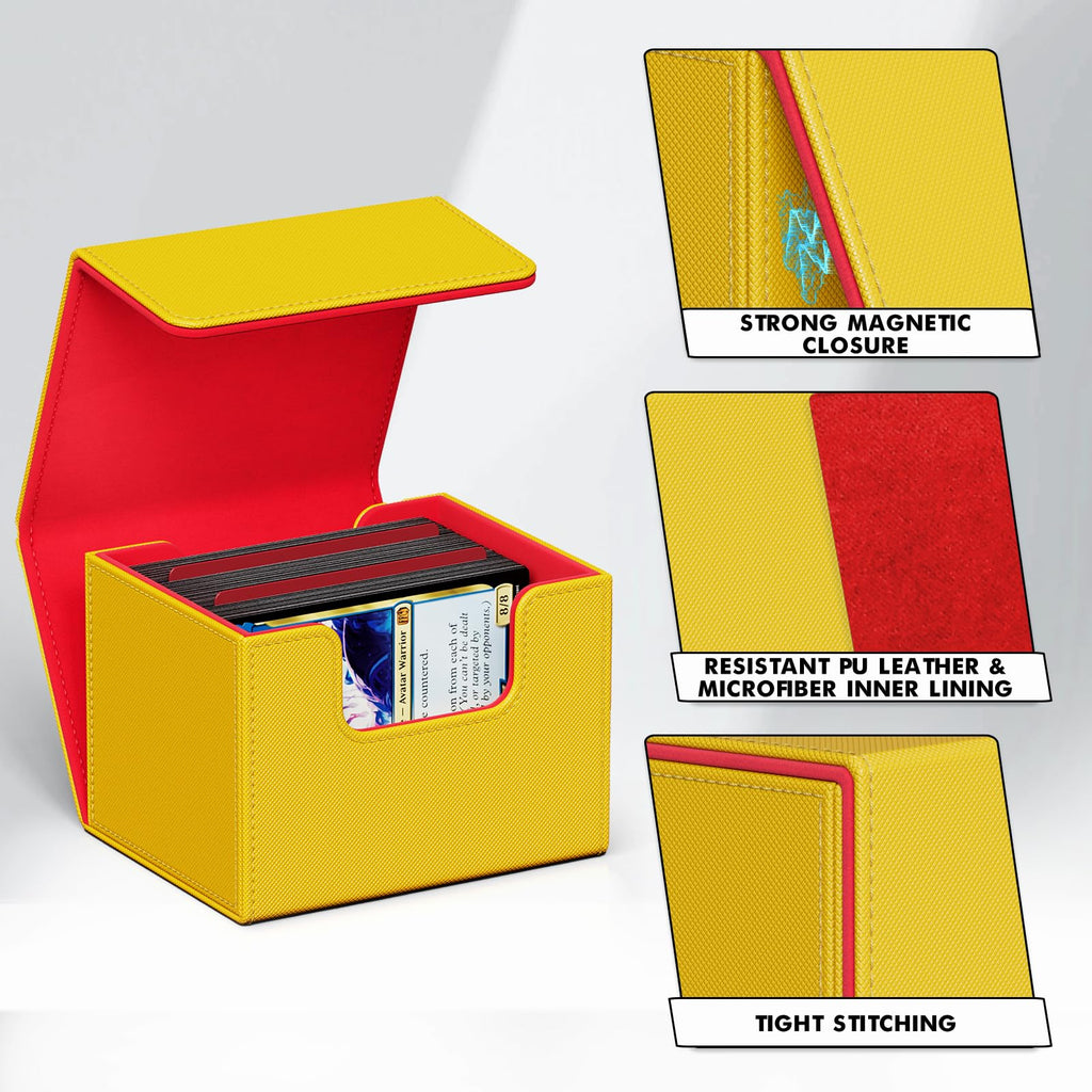 ZLCA MTG Deck Box with Commander Window Display, Commander Deck Box Holds 100 Double-Sleeved Cards Suitable for Magic the Gathering/TCG/CCG/PTCG/EDH/Sport Cards (Black)