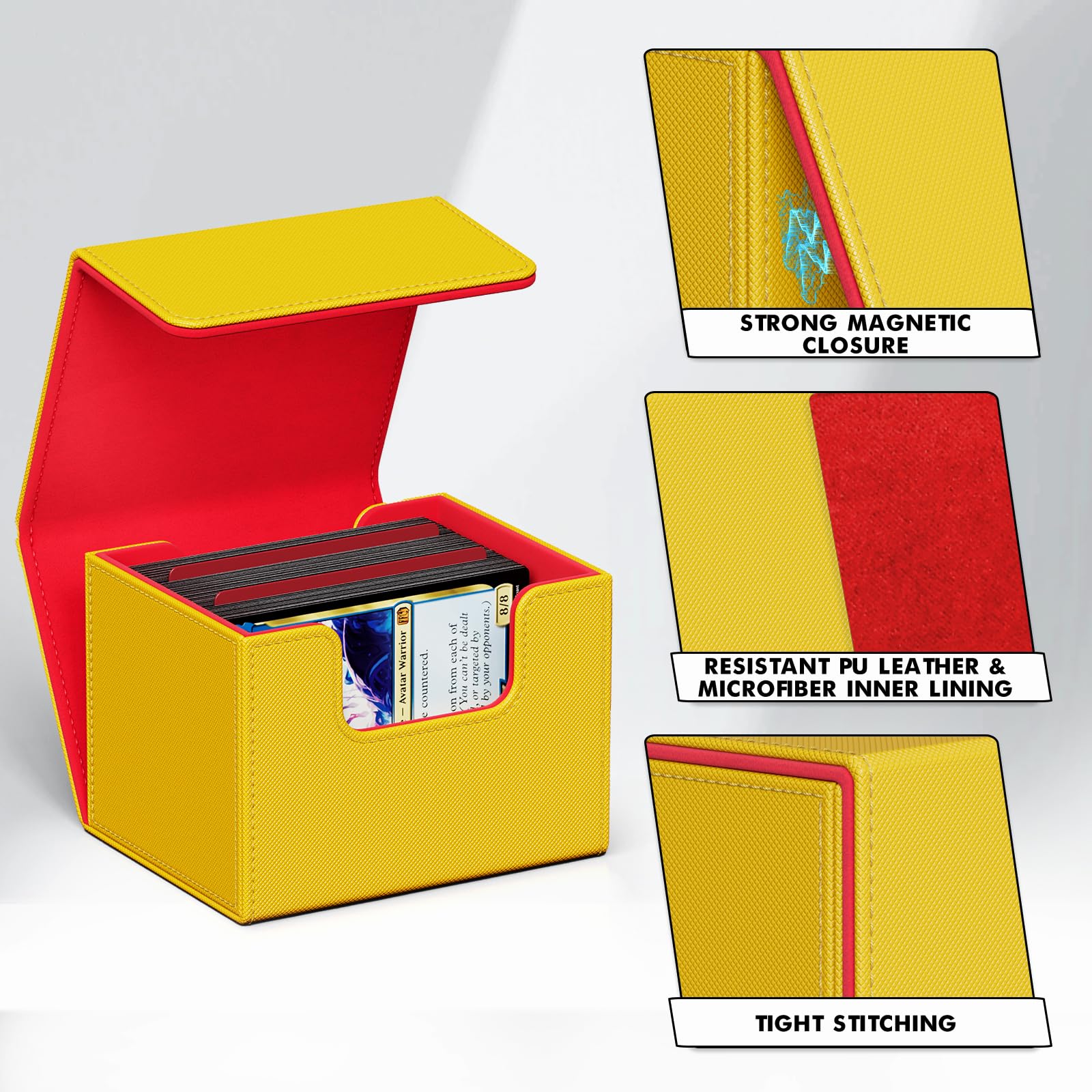 ZLCA MTG Deck Box with Commander Window Display, Commander Deck Box Holds 100 Double-Sleeved Cards Suitable for Magic the Gathering/TCG/CCG/PTCG/EDH/Sport Cards (Black)
