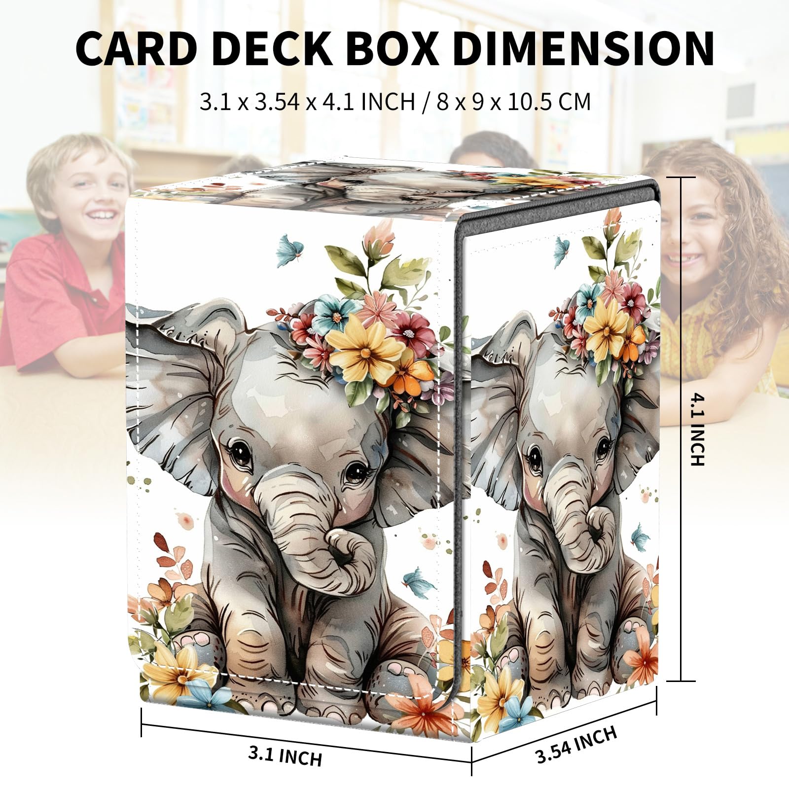 Card Deck Box for MTG Trading Cards, Magic Card Box Can Hold 110+ Single Sleeved Cards, Waterproof PU Leather Material, Strong Magnetic Buckle Card Set Box Suitable for TCG CCG, Astronaut Dinosaur