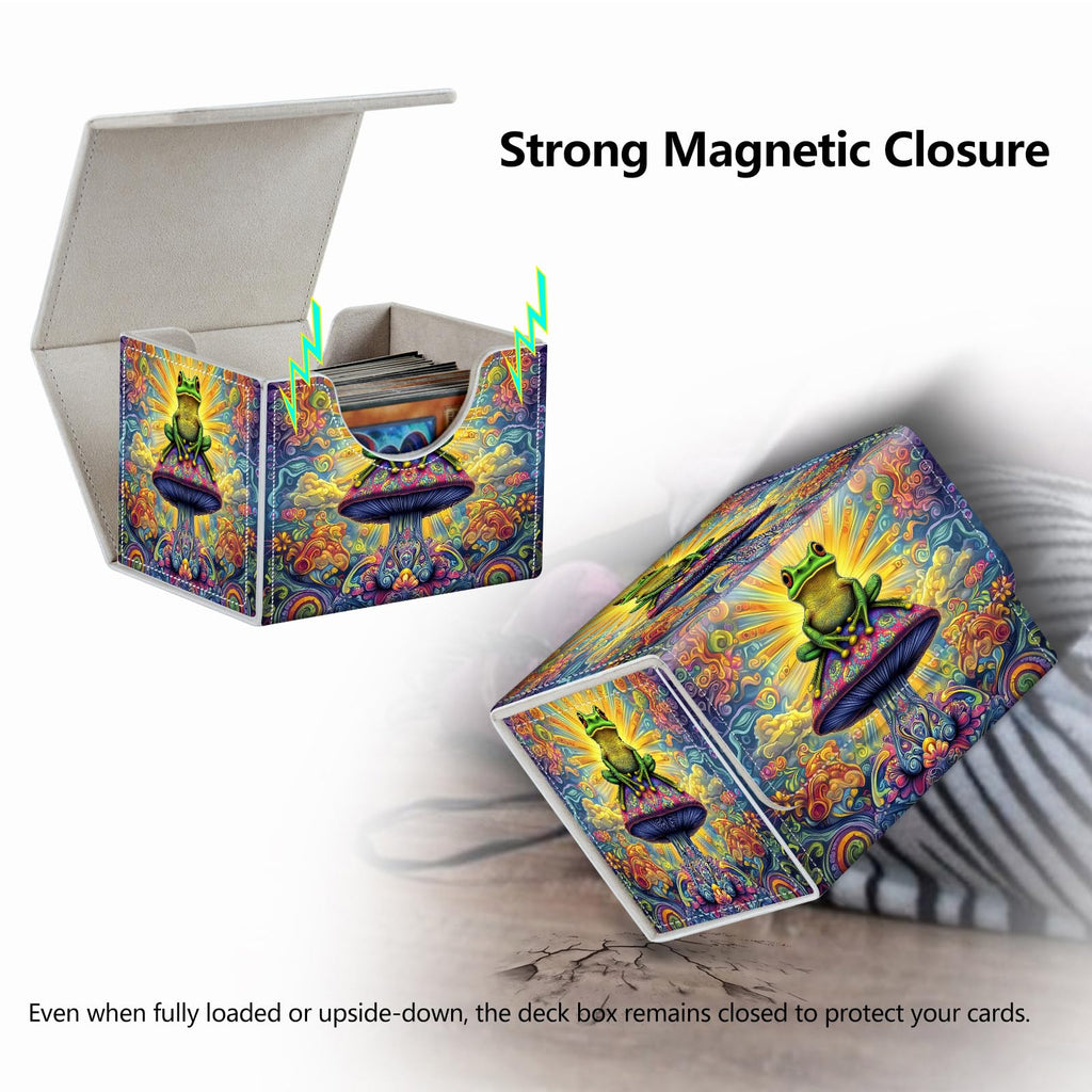 Strong Magnet Case Mtg Deck Box Tcg Up to 200 Cards Creative Pattern Trading Card Storage Box for Collectible Card Games, Black And White Koi