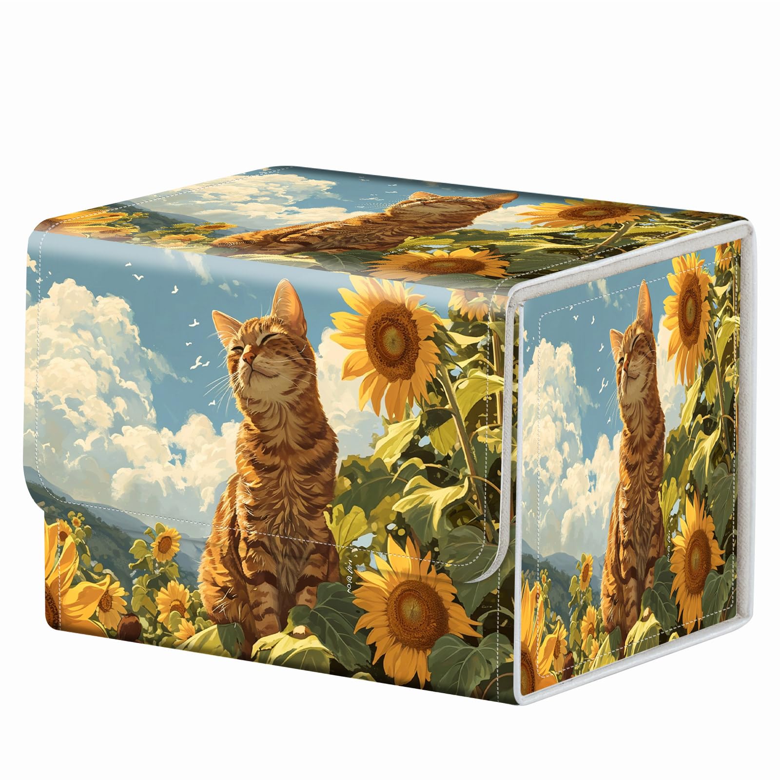 Strong Magnet Case Mtg Deck Box Tcg Up to 200 Cards Creative Pattern Trading Card Storage Box for Collectible Card Games, Black And White Koi