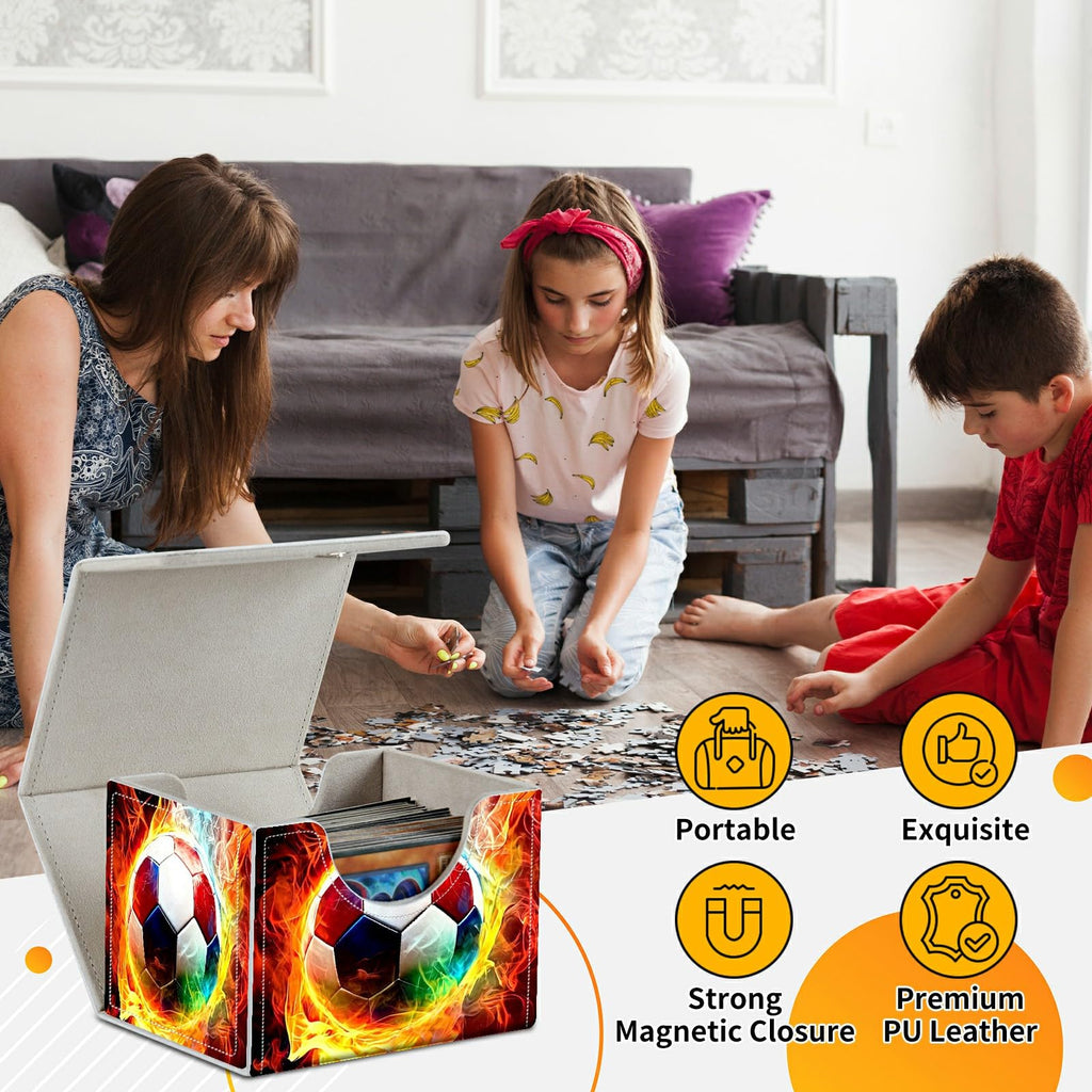 Card Deck Box Trading Cards Storage Box with Strong Magnet Premium Case Commander Deck Storage Cover for TCG CCG Magic Cards,Cat Face With Stars