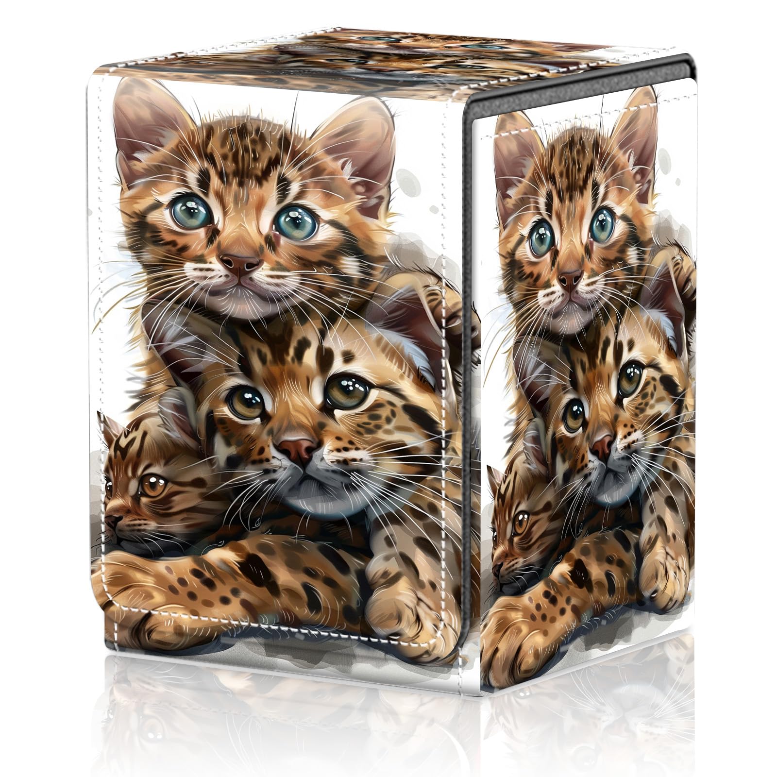 Card Deck Box for MTG Trading Cards, Magic Card Box Can Hold 110+ Single Sleeved Cards, Waterproof PU Leather Material, Strong Magnetic Buckle Card Set Box Suitable for TCG CCG, Astronaut Dinosaur