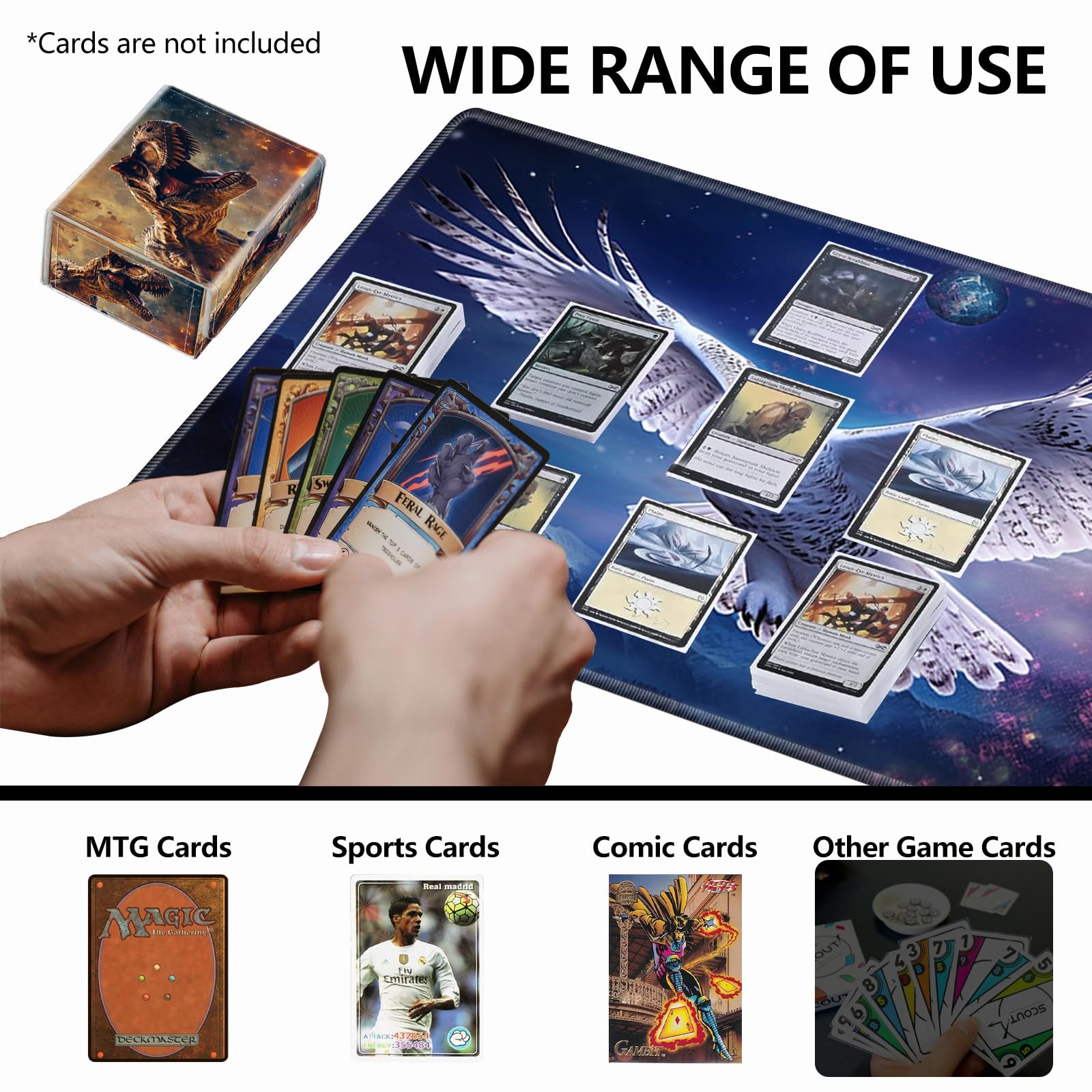 Strong Magnet Case Mtg Deck Box Tcg Up to 200 Cards Creative Pattern Trading Card Storage Box for Collectible Card Games, Black And White Koi