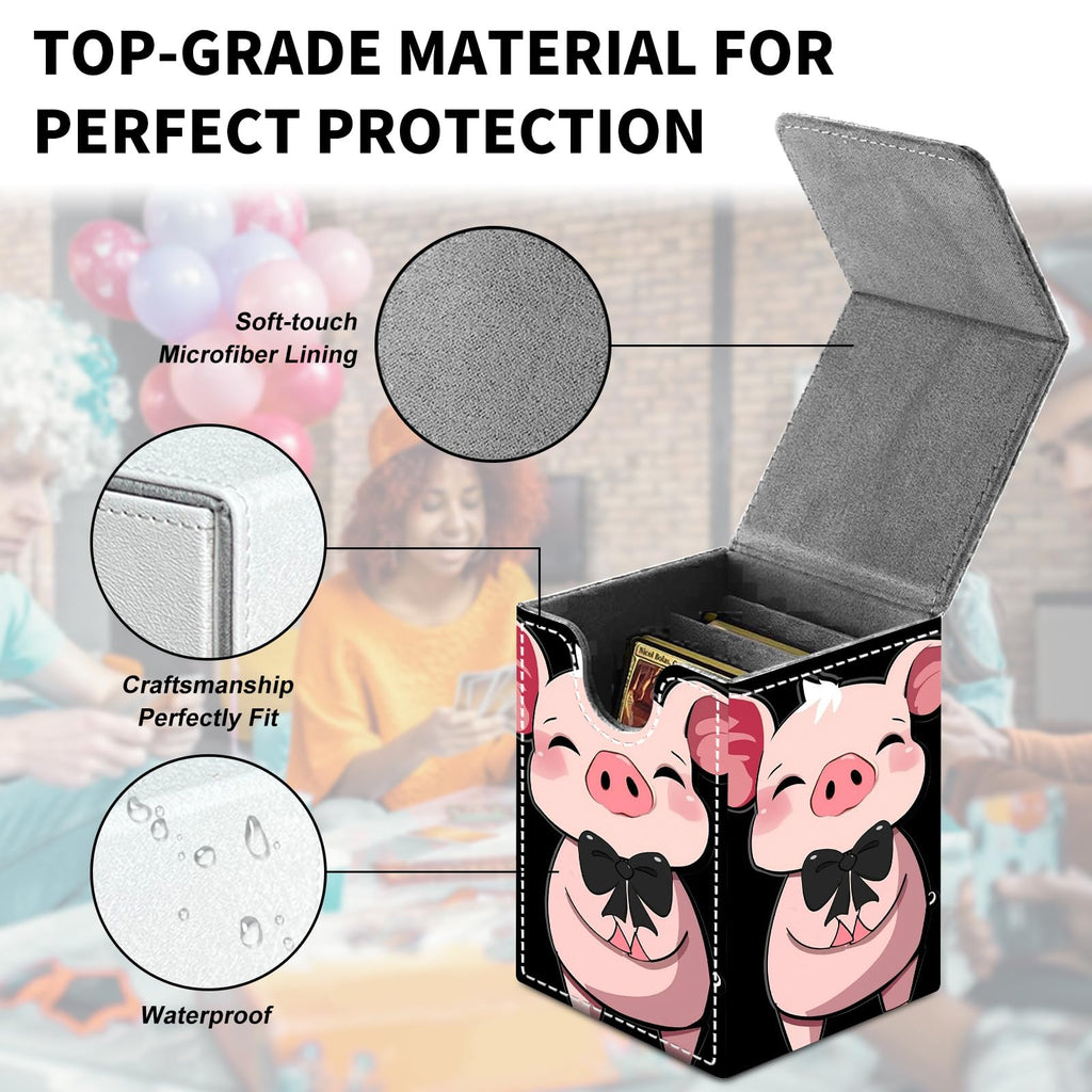 Card Deck Box for MTG Trading Cards, Magic Card Box Can Hold 110+ Single Sleeved Cards, Waterproof PU Leather Material, Strong Magnetic Buckle Card Set Box Suitable for TCG CCG, Astronaut Dinosaur