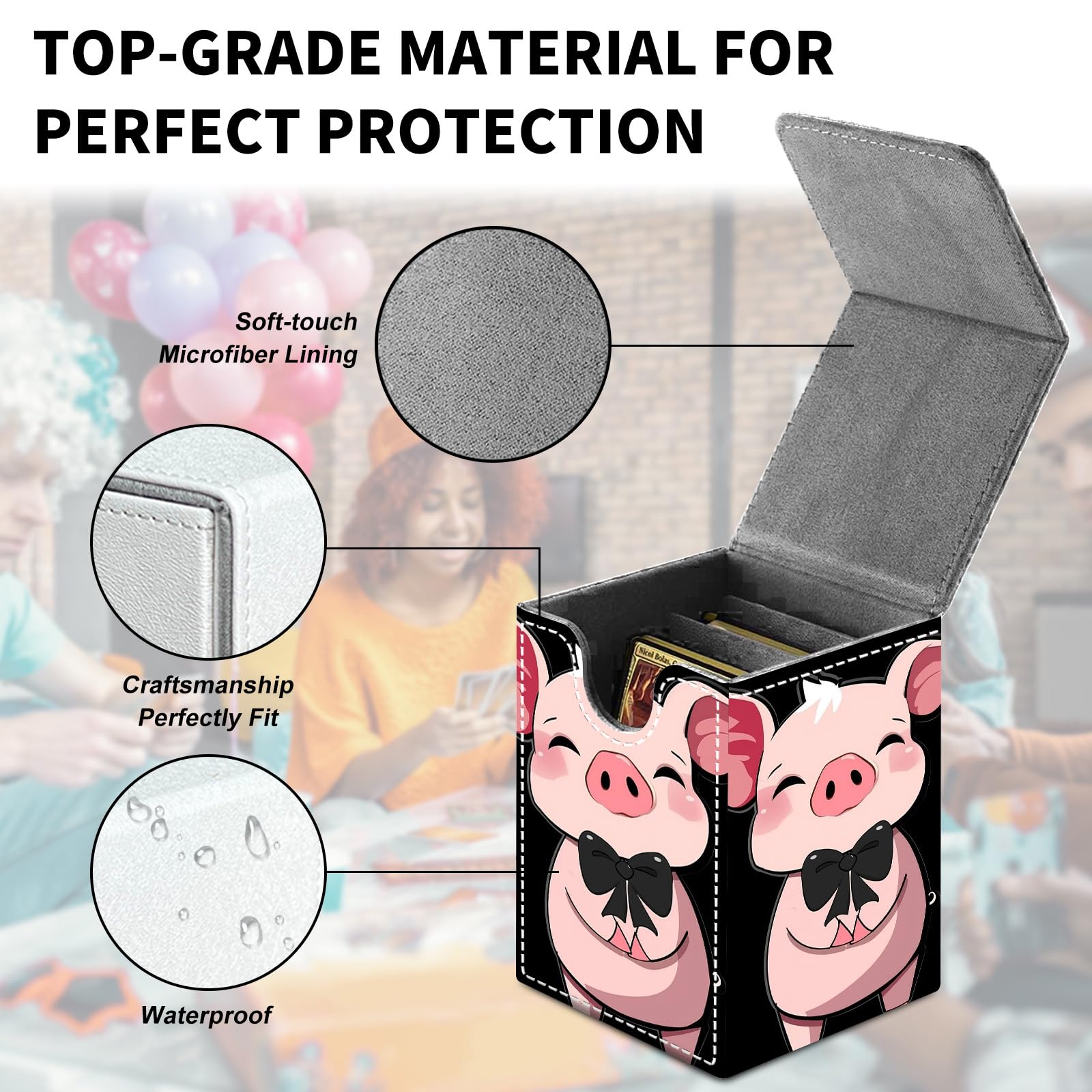 Card Deck Box for MTG Trading Cards, Magic Card Box Can Hold 110+ Single Sleeved Cards, Waterproof PU Leather Material, Strong Magnetic Buckle Card Set Box Suitable for TCG CCG, Astronaut Dinosaur