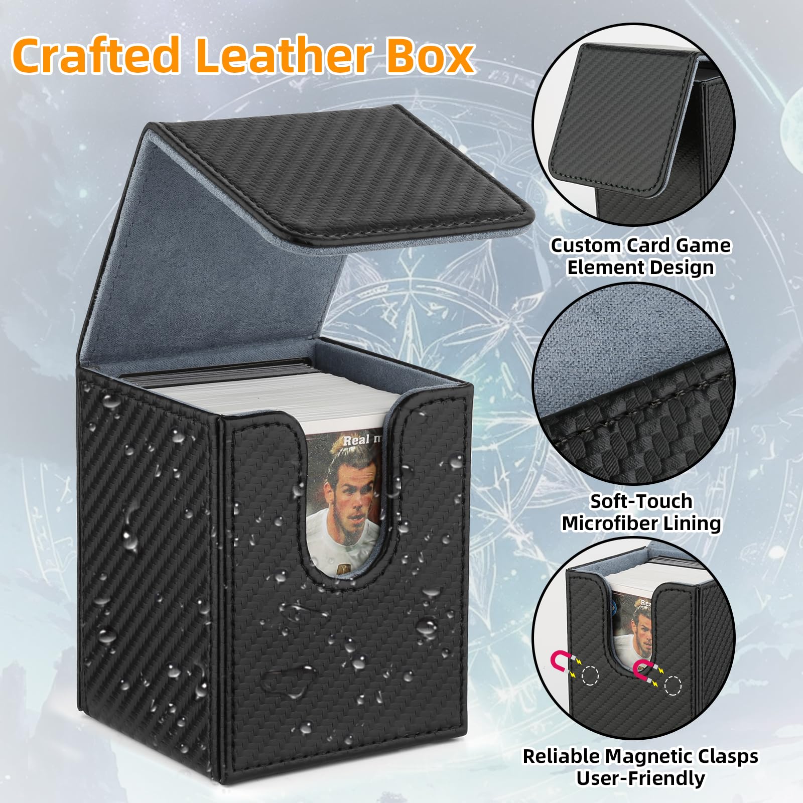 GERMUN Card Deck Box for MTG Commander, MTG Commander Deck Box Holds 120+ Single Sleeved Cards,MTG Deck Box Compatible with Magic the Gathering (Black)