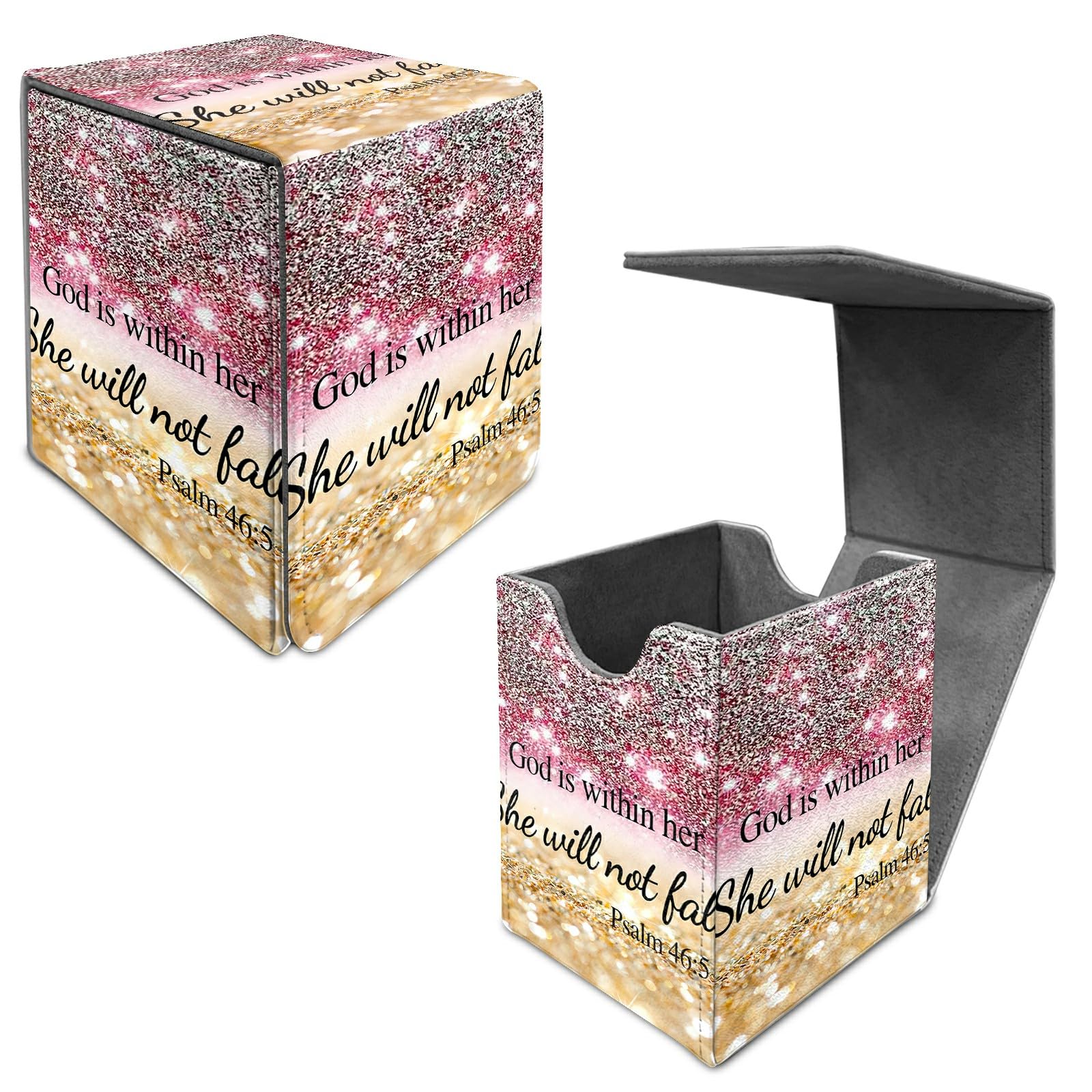 Card Deck Box Trading Cards Storage Box with Strong Magnet Premium Case Commander Deck Storage Cover for TCG CCG Magic Cards,Cat Face With Stars