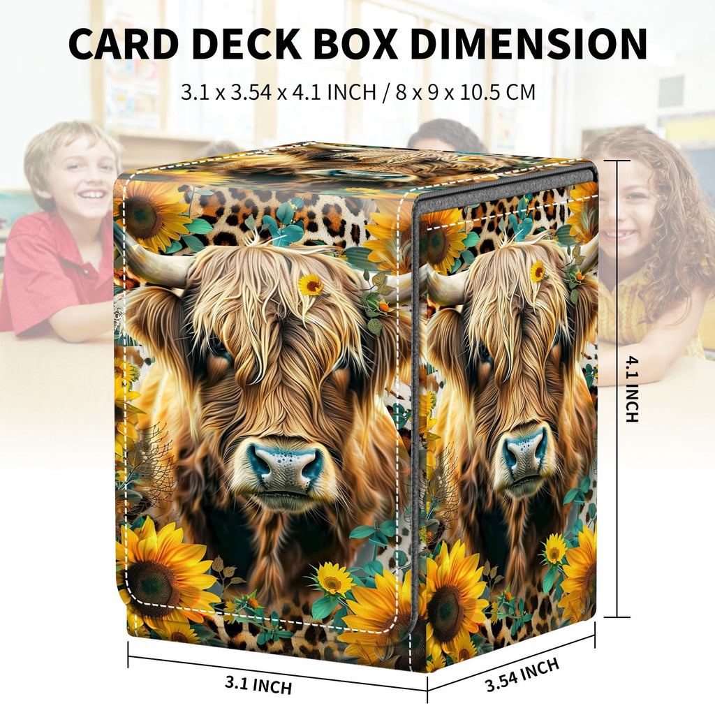 Card Deck Box for MTG Trading Cards, Magic Card Box Can Hold 110+ Single Sleeved Cards, Waterproof PU Leather Material, Strong Magnetic Buckle Card Set Box Suitable for TCG CCG, Astronaut Dinosaur