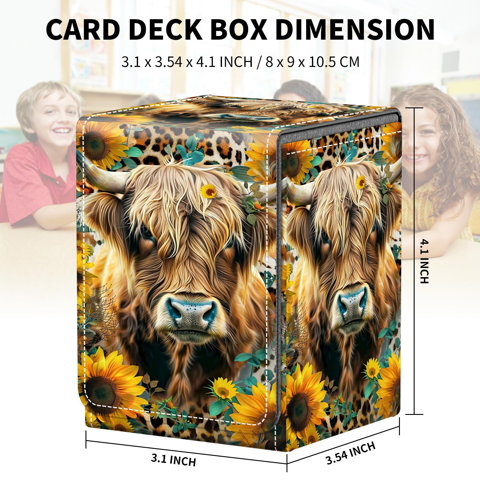 Card Deck Box for MTG Trading Cards, Magic Card Box Can Hold 110+ Single Sleeved Cards, Waterproof PU Leather Material, Strong Magnetic Buckle Card Set Box Suitable for TCG CCG, Astronaut Dinosaur