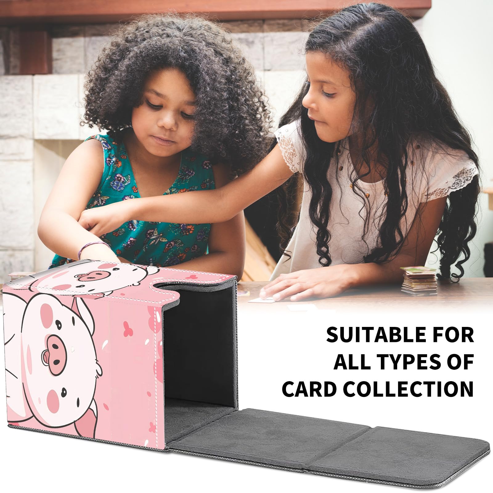 Card Deck Box for MTG Trading Cards, Magic Card Box Can Hold 110+ Single Sleeved Cards, Waterproof PU Leather Material, Strong Magnetic Buckle Card Set Box Suitable for TCG CCG, Astronaut Dinosaur