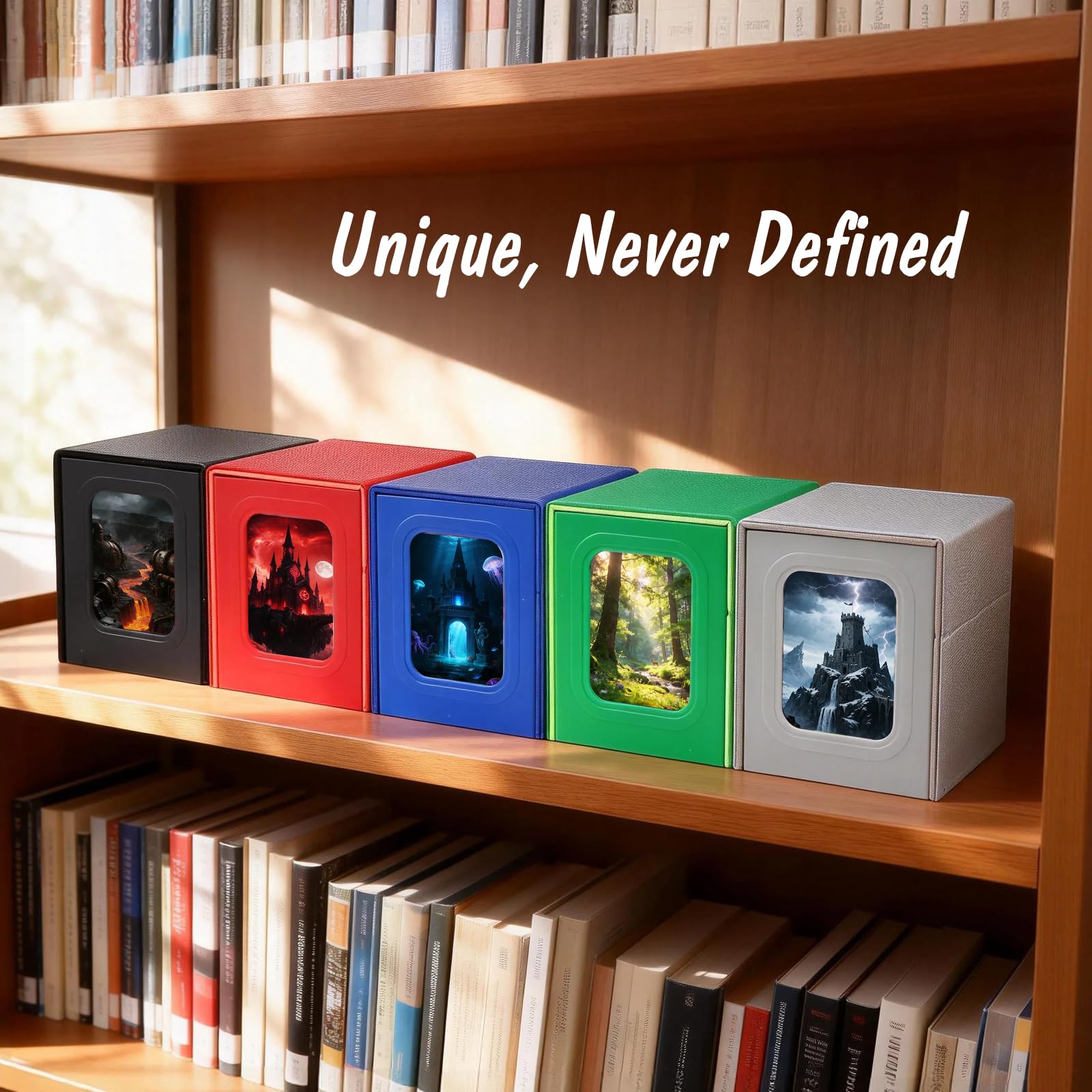 Patented MTG Commander DekBox, 100+ Double Sleeved Card Storage Box with Dice Tray, 35pt Card Holder & 2 Dividers - Magnetic Deck Case for TCG/CCG/Magic/Sports Cards, Black