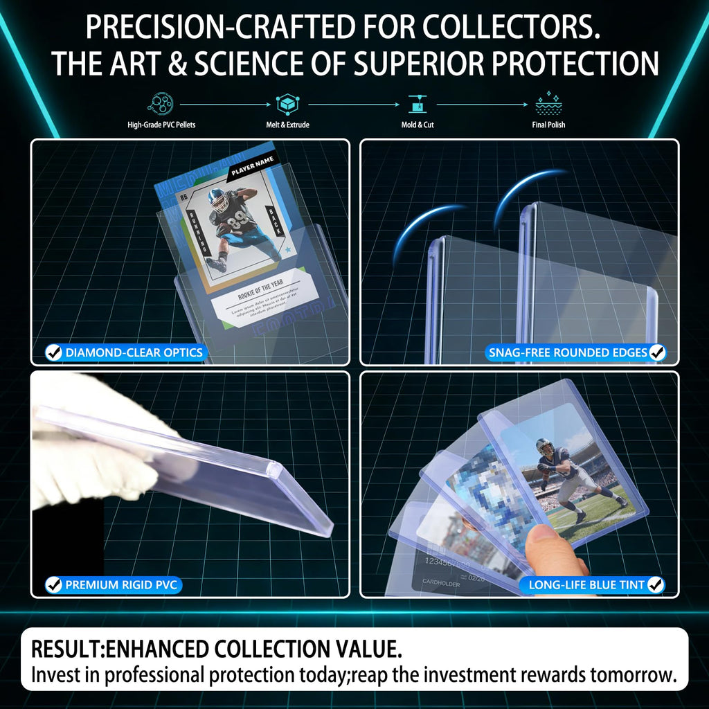 DEDC 200 Top Loader Thick Card Load Holder Storage for Trading Cards Sports Soft Penny Sleeves Hard Plastic 35 Point Protective 3" x 4" Toploaders Rigid Memorabilia Collectibles
