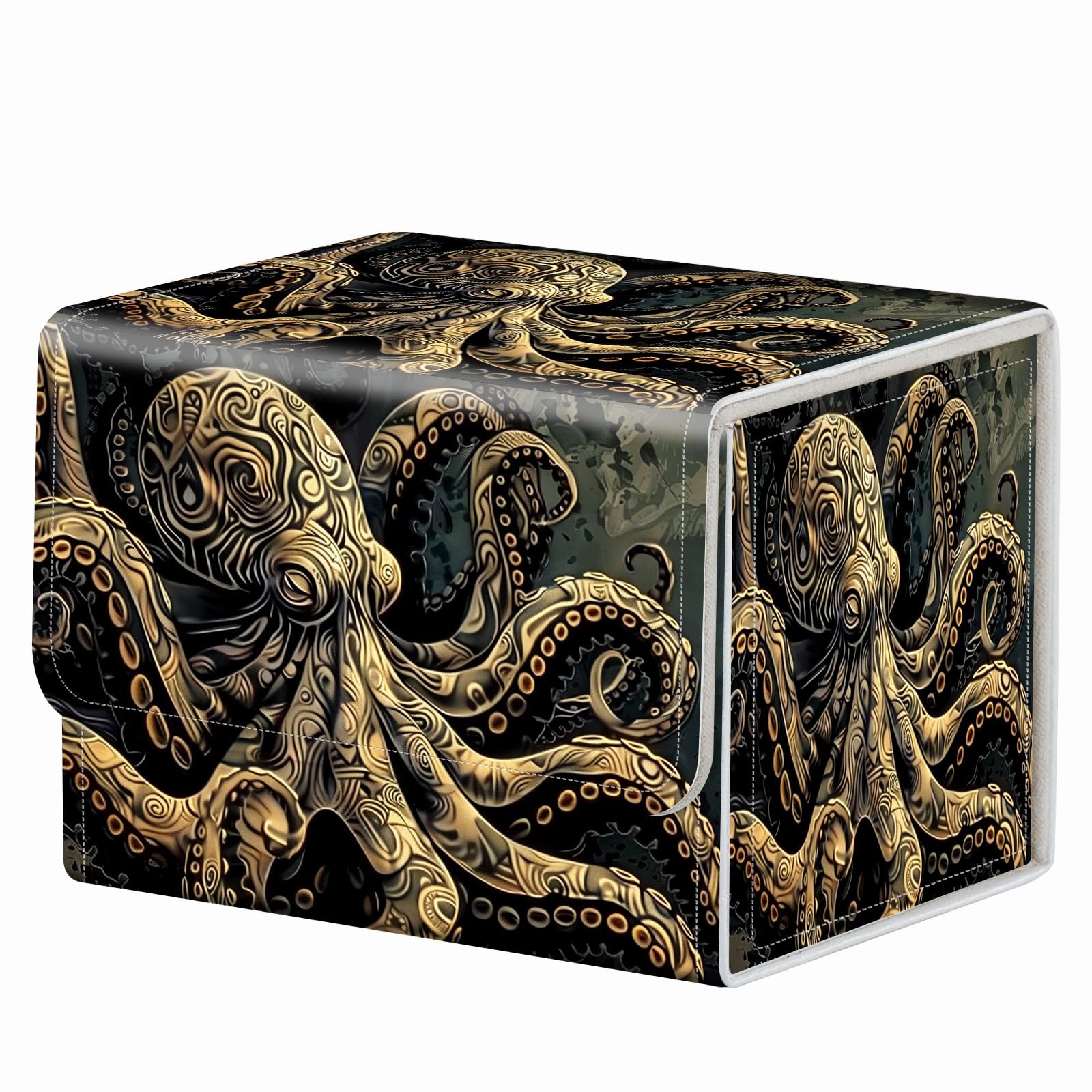 Strong Magnet Case Mtg Deck Box Tcg Up to 200 Cards Creative Pattern Trading Card Storage Box for Collectible Card Games, Black And White Koi