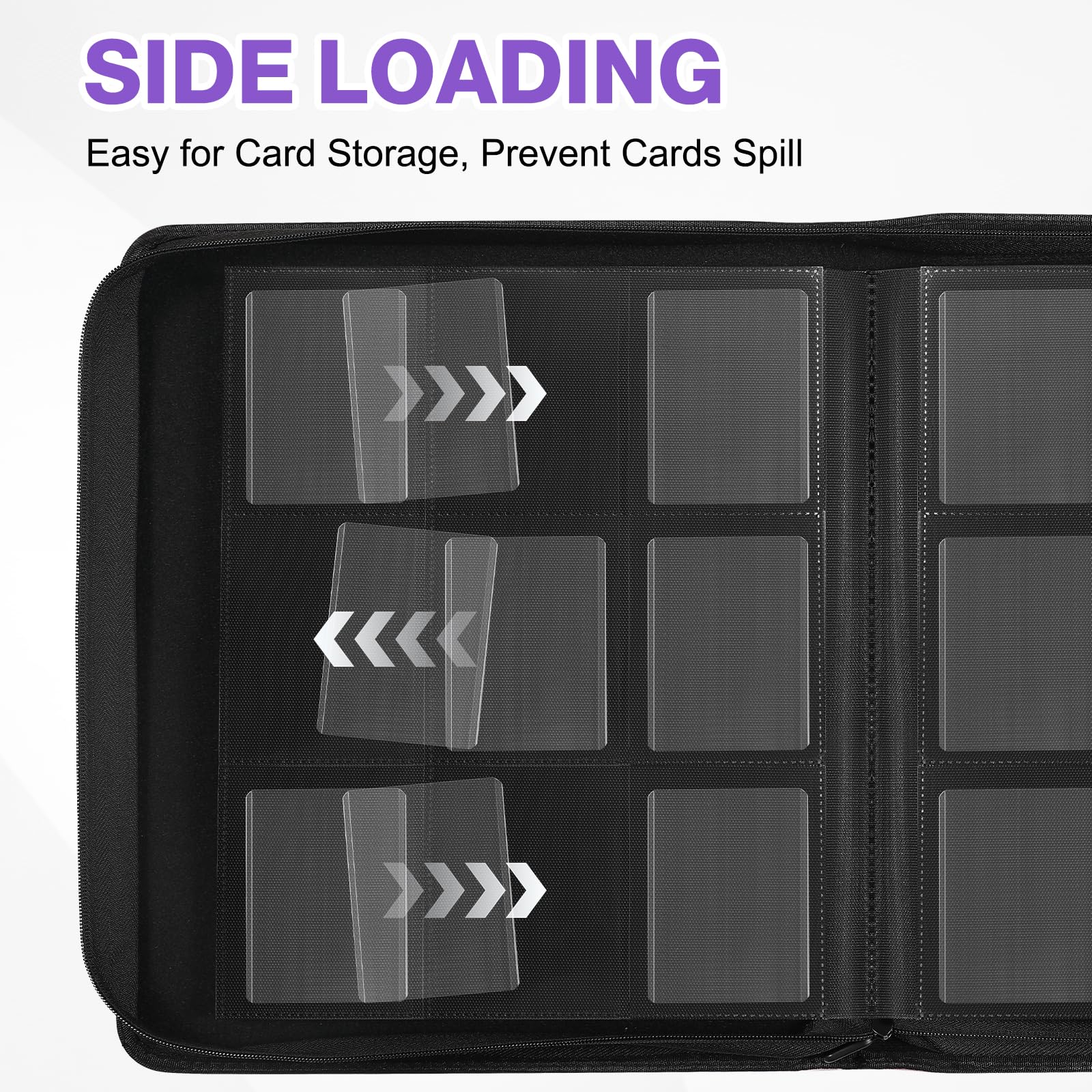 Toploader Binder, Holds 360 Toploader, 100 Toploaders INCLUDED, 9-Pocket PU Cover Top Loader Binder for 3" x 4" Rigid Toploaders, Ringless Double-Sided Toploader Card Binder for TCG, Sport Cards