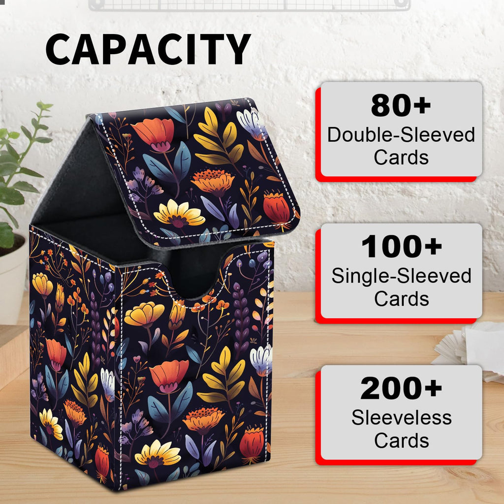 Card Deck Box for MTG Trading Cards, Magic Card Box Can Hold 110+ Single Sleeved Cards, Waterproof PU Leather Material, Strong Magnetic Buckle Card Set Box Suitable for TCG CCG, Astronaut Dinosaur