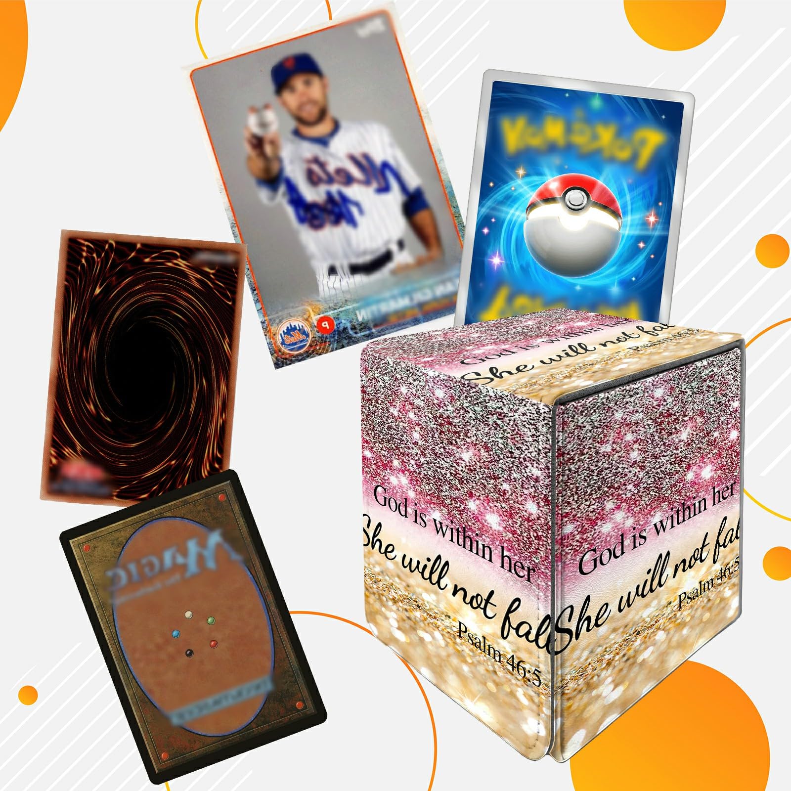 Card Deck Box Trading Cards Storage Box with Strong Magnet Premium Case Commander Deck Storage Cover for TCG CCG Magic Cards,Cat Face With Stars