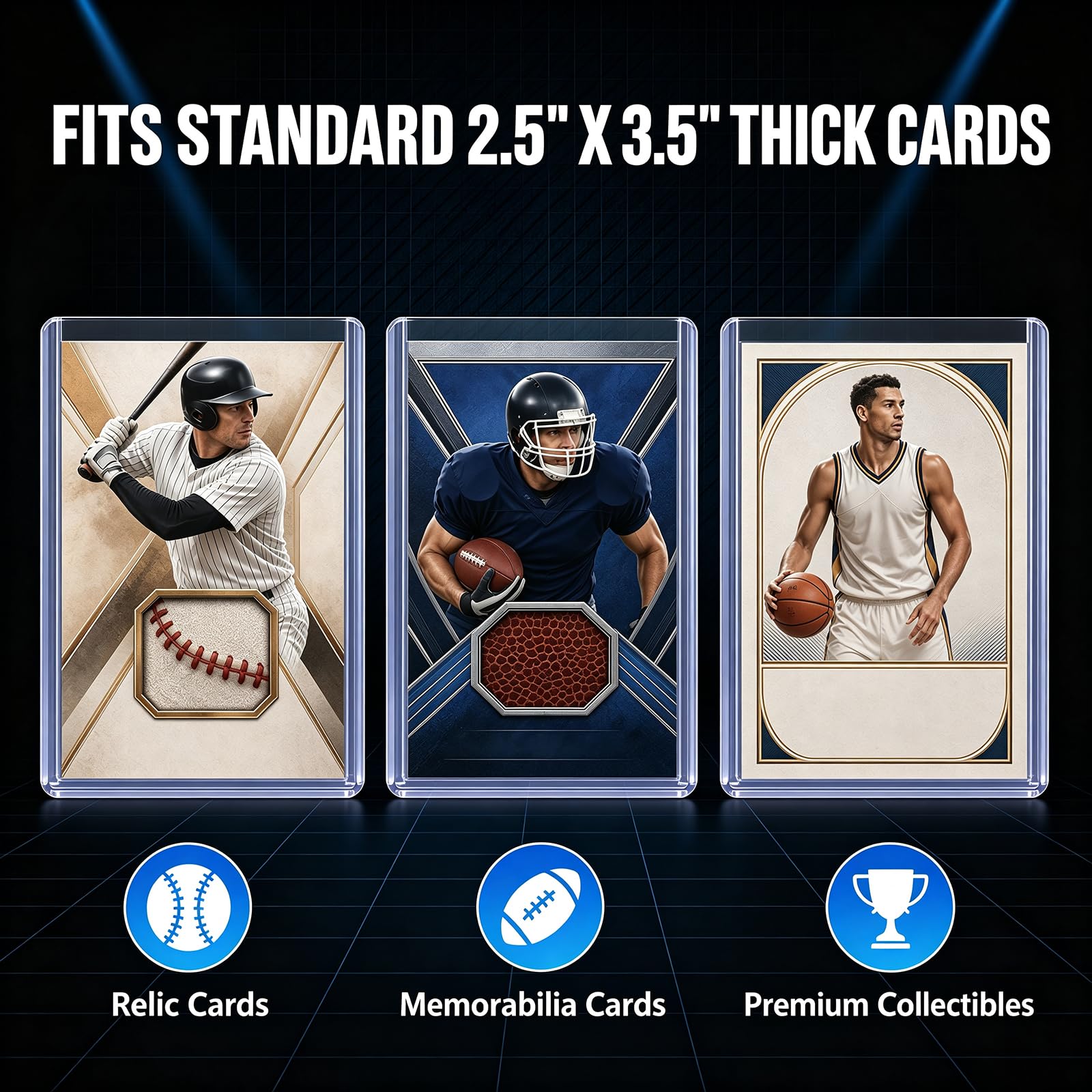 DEDC 200 Top Loader Thick Card Load Holder Storage for Trading Cards Sports Soft Penny Sleeves Hard Plastic 35 Point Protective 3" x 4" Toploaders Rigid Memorabilia Collectibles