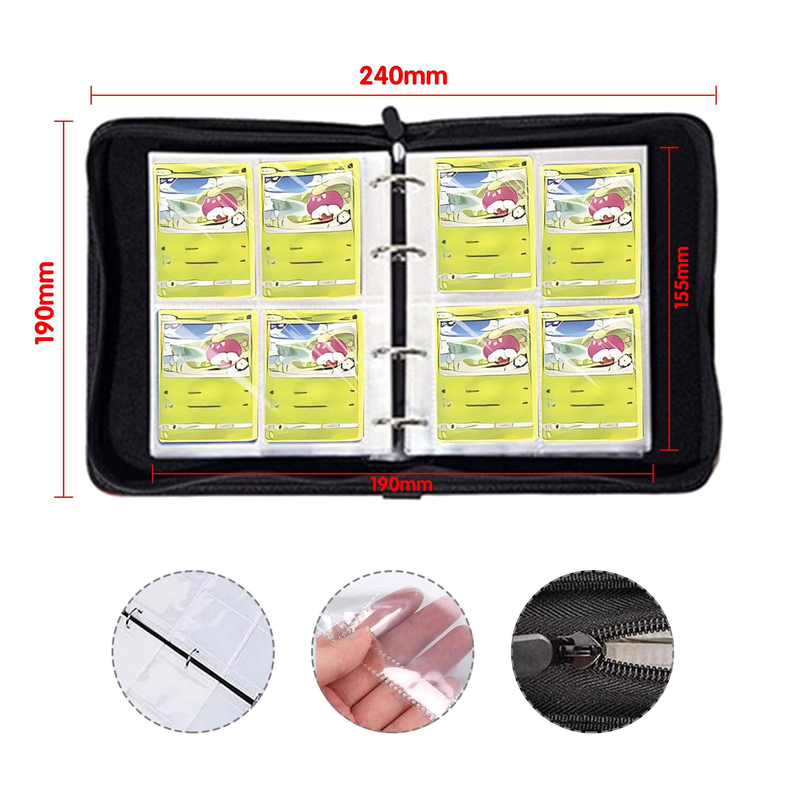 Playmat for One Piece Card Game for Two Players, 24x24 inches, with 4-Pocket Card Binder Set and 400+ Card Capacity