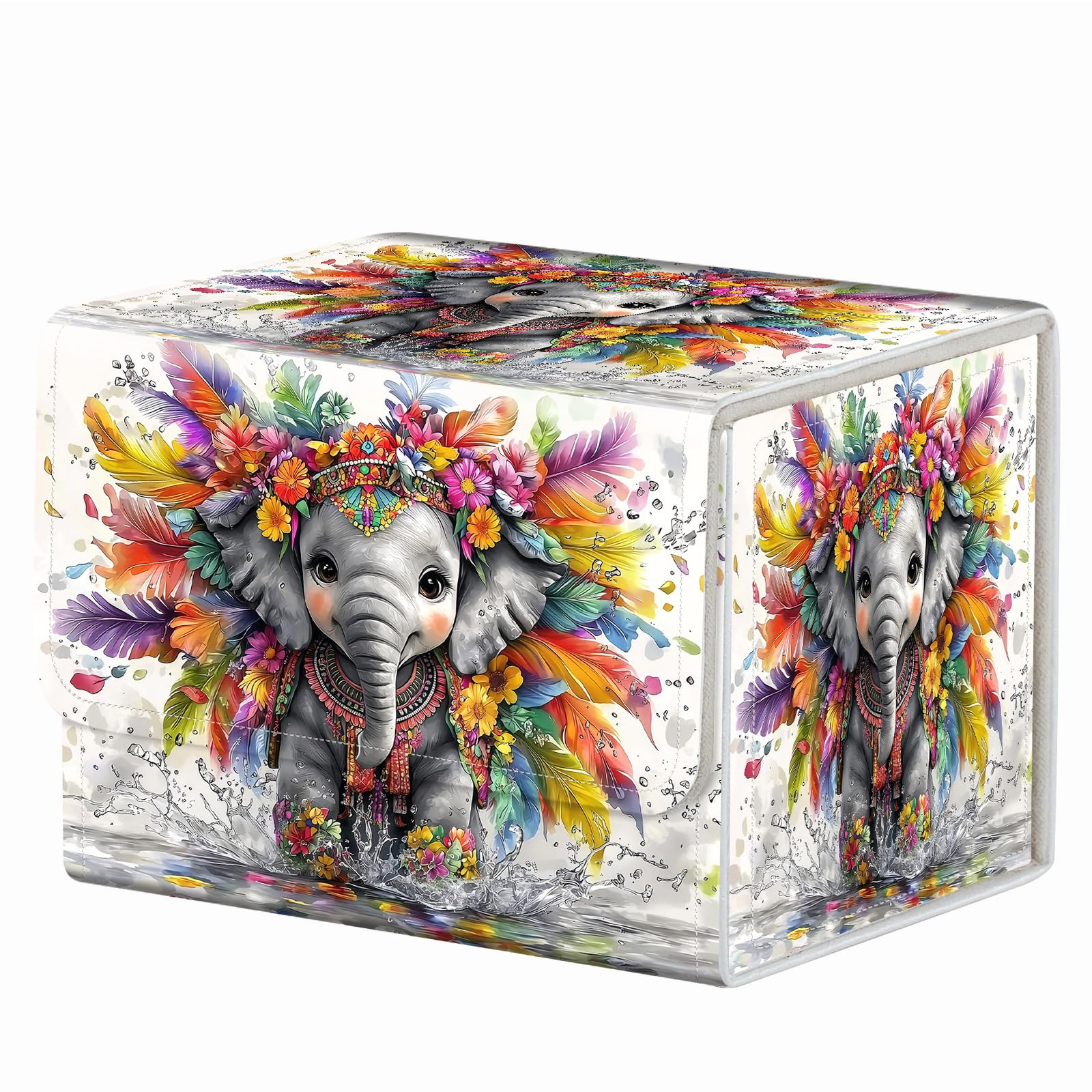 Strong Magnet Case Mtg Deck Box Tcg Up to 200 Cards Creative Pattern Trading Card Storage Box for Collectible Card Games, Black And White Koi