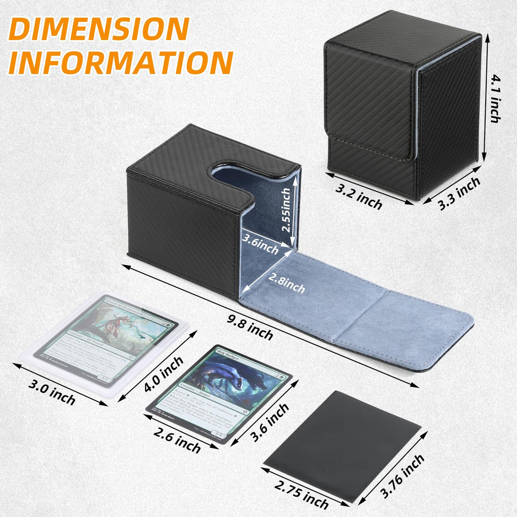 GERMUN Card Deck Box for MTG Commander, MTG Commander Deck Box Holds 120+ Single Sleeved Cards,MTG Deck Box Compatible with Magic the Gathering (Black)