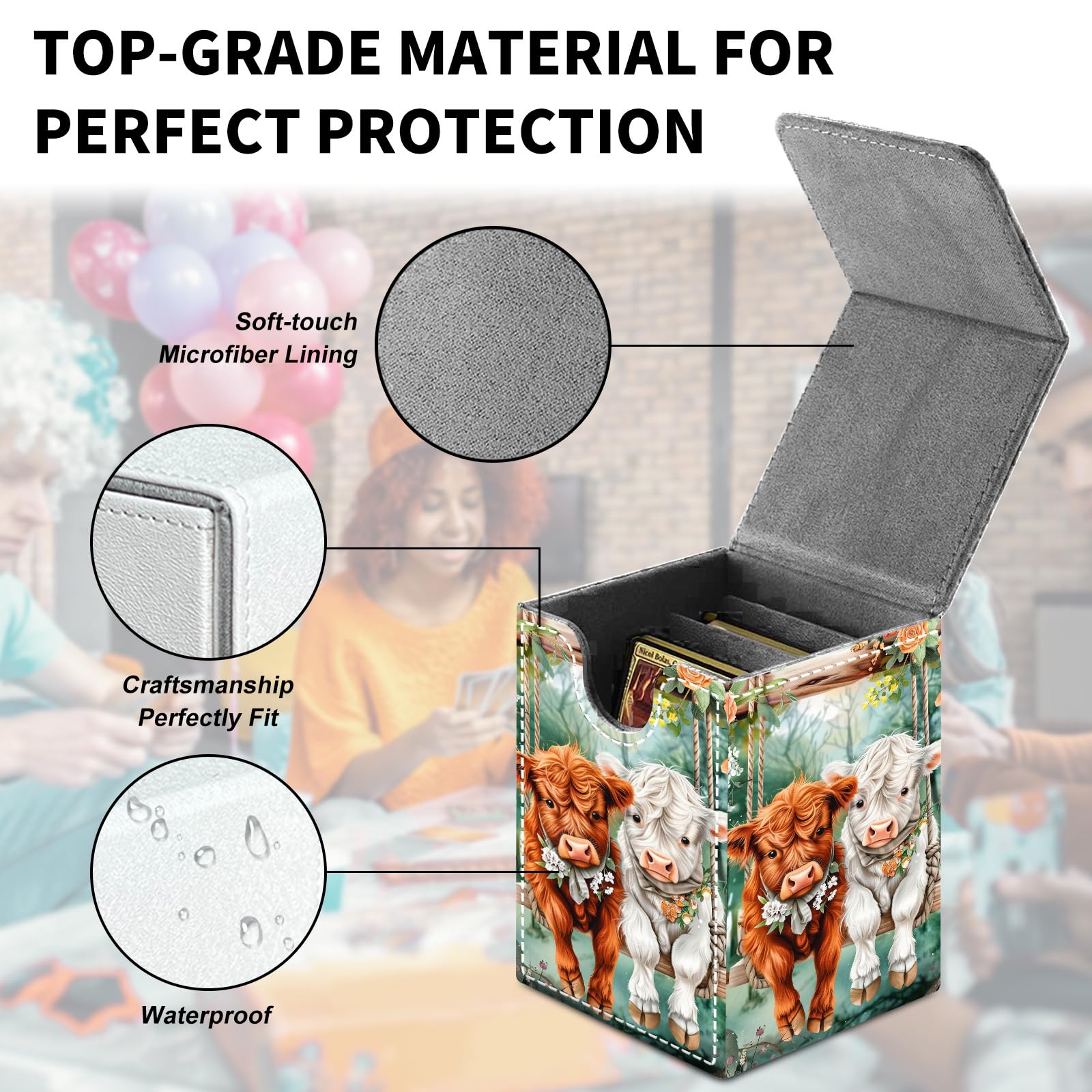 Card Deck Box for MTG Trading Cards, Magic Card Box Can Hold 110+ Single Sleeved Cards, Waterproof PU Leather Material, Strong Magnetic Buckle Card Set Box Suitable for TCG CCG, Astronaut Dinosaur
