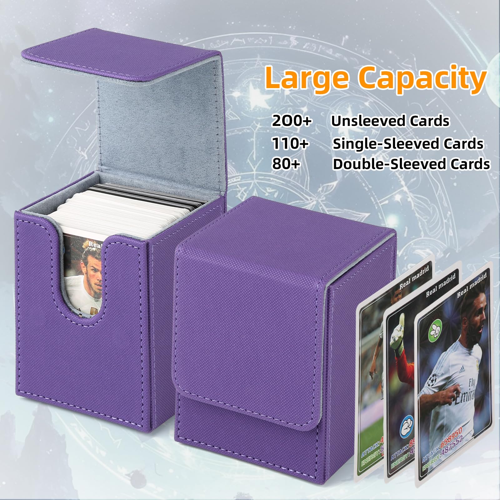 GERMUN Card Deck Box for MTG Commander, MTG Commander Deck Box Holds 120+ Single Sleeved Cards,MTG Deck Box Compatible with Magic the Gathering (Black)
