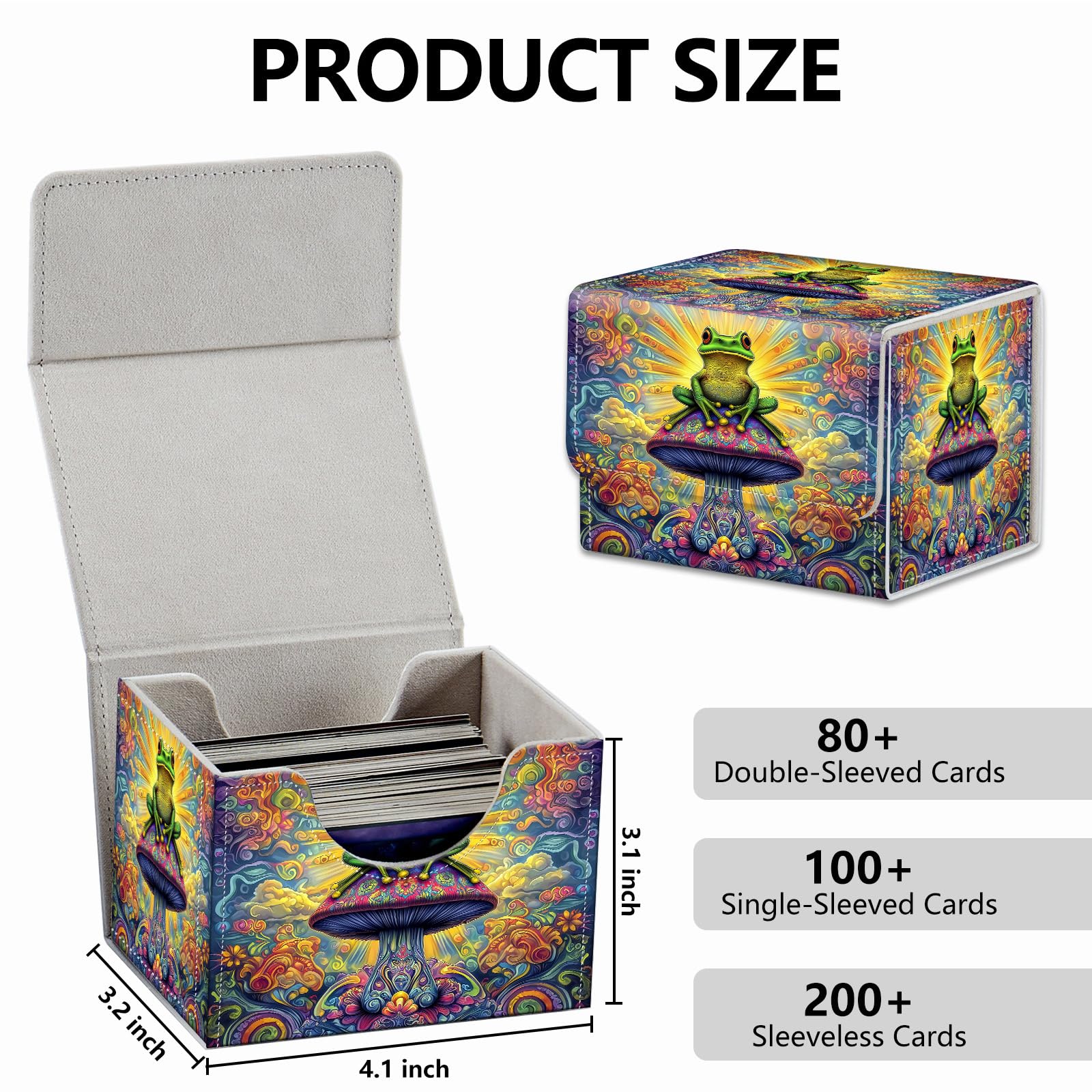 Strong Magnet Case Mtg Deck Box Tcg Up to 200 Cards Creative Pattern Trading Card Storage Box for Collectible Card Games, Black And White Koi