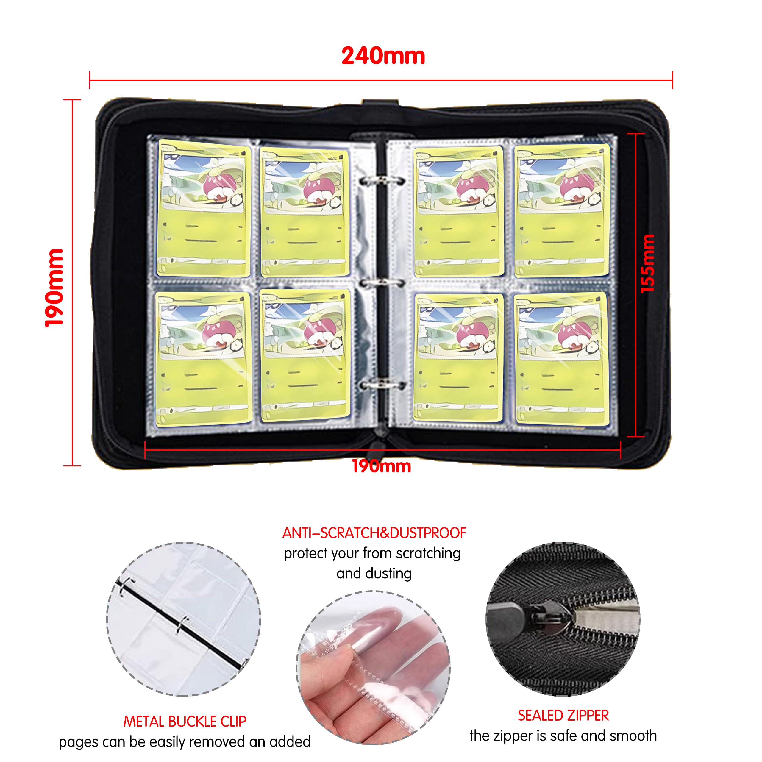 Playmat for One Piece Card Game for Two Players, 24x24 inches, with 4-Pocket Card Binder Set and 400+ Card Capacity