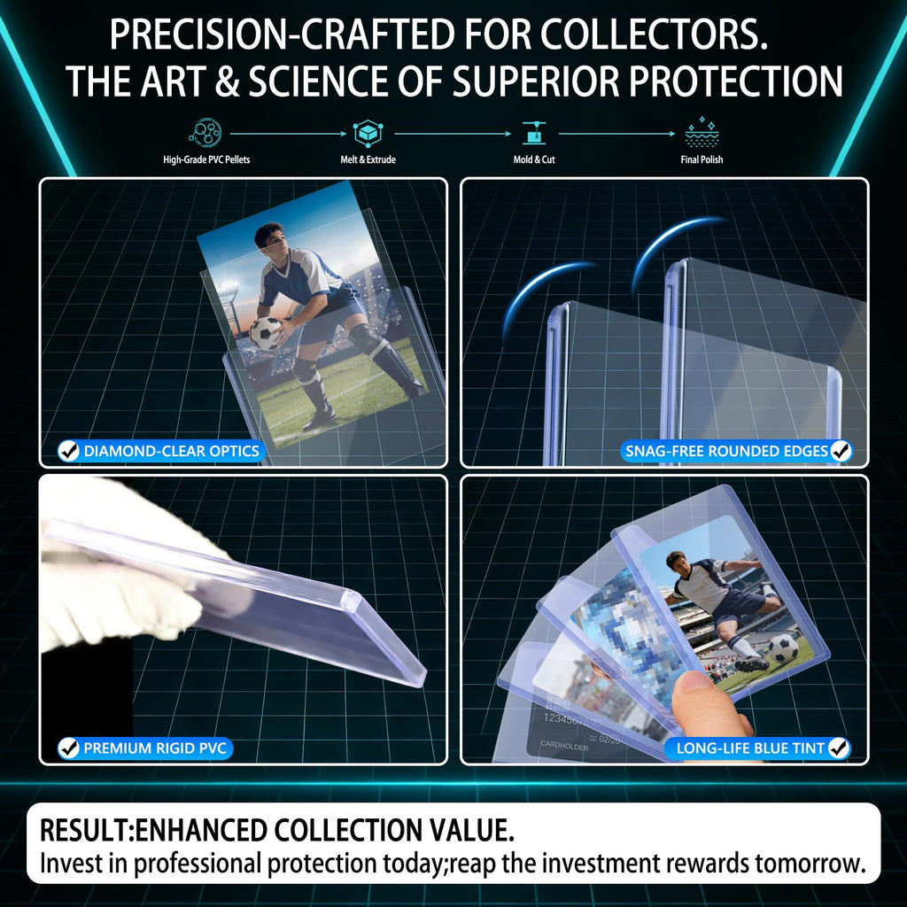 DEDC 200 Top Loader Thick Card Load Holder Storage for Trading Cards Sports Soft Penny Sleeves Hard Plastic 35 Point Protective 3" x 4" Toploaders Rigid Memorabilia Collectibles
