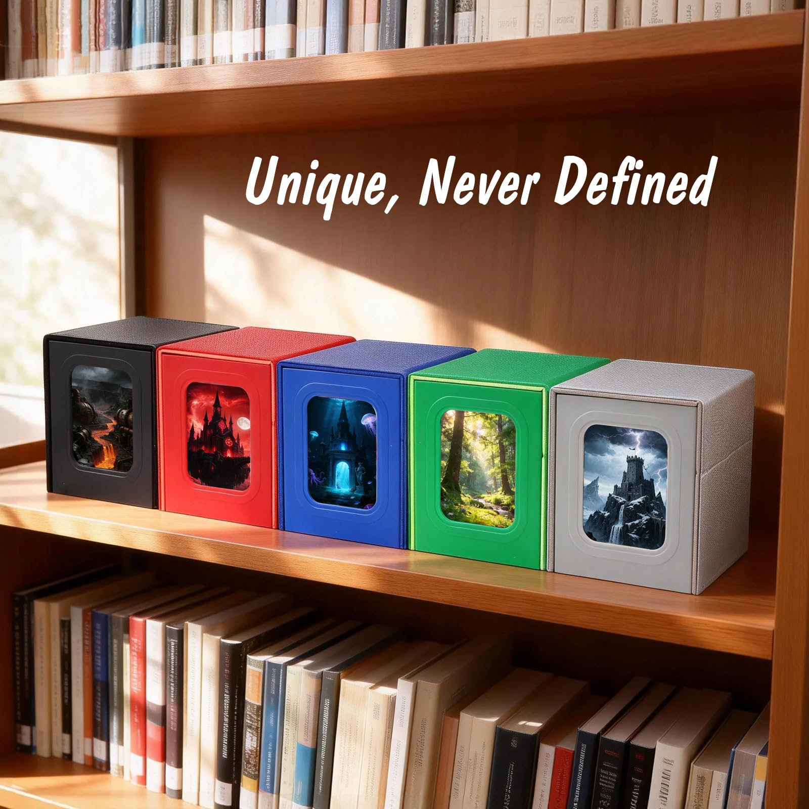 Patented MTG Commander DekBox, 100+ Double Sleeved Card Storage Box with Dice Tray, 35pt Card Holder & 2 Dividers - Magnetic Deck Case for TCG/CCG/Magic/Sports Cards, Black
