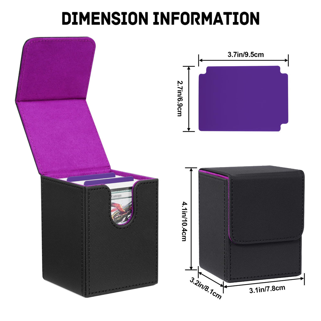 ZLCA MTG Deck Box with Commander Window Display, Commander Deck Box Holds 100 Double-Sleeved Cards Suitable for Magic the Gathering/TCG/CCG/PTCG/EDH/Sport Cards (Black)