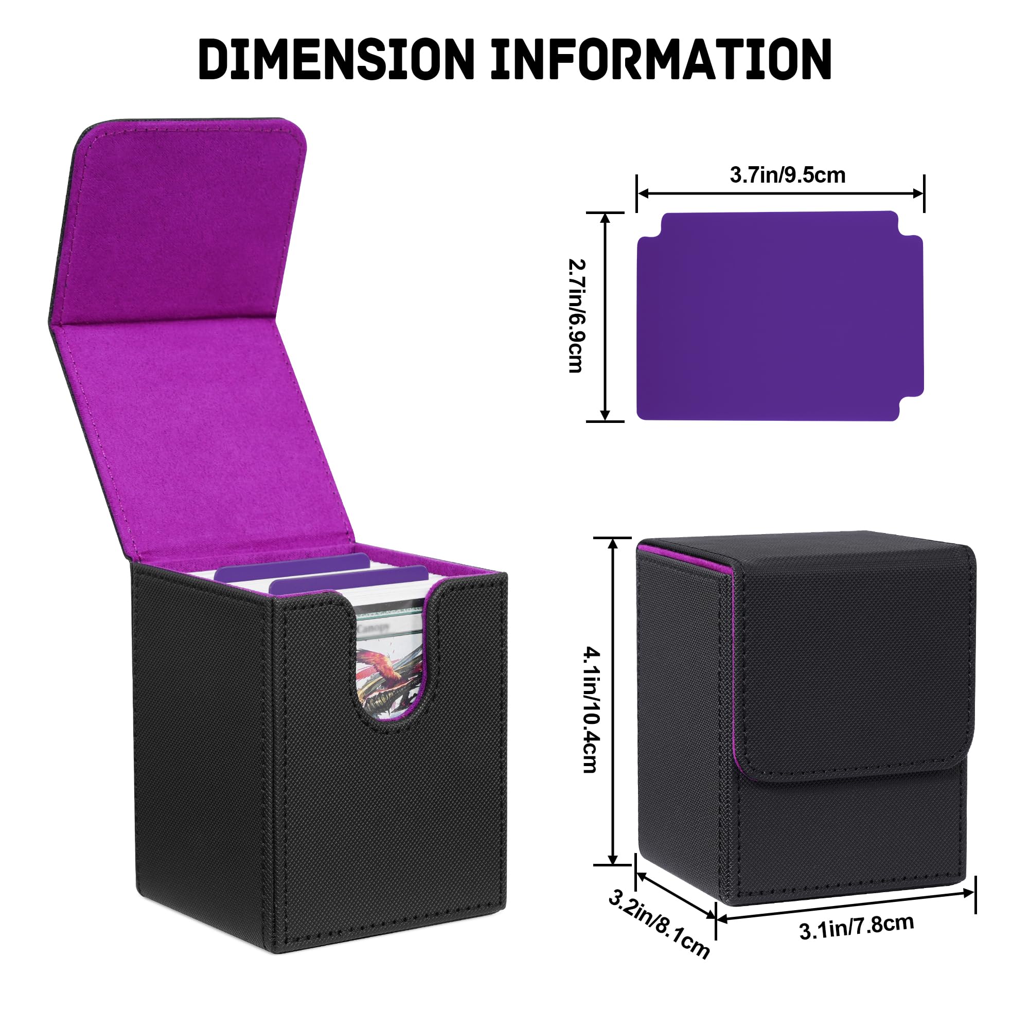 ZLCA MTG Deck Box with Commander Window Display, Commander Deck Box Holds 100 Double-Sleeved Cards Suitable for Magic the Gathering/TCG/CCG/PTCG/EDH/Sport Cards (Black)