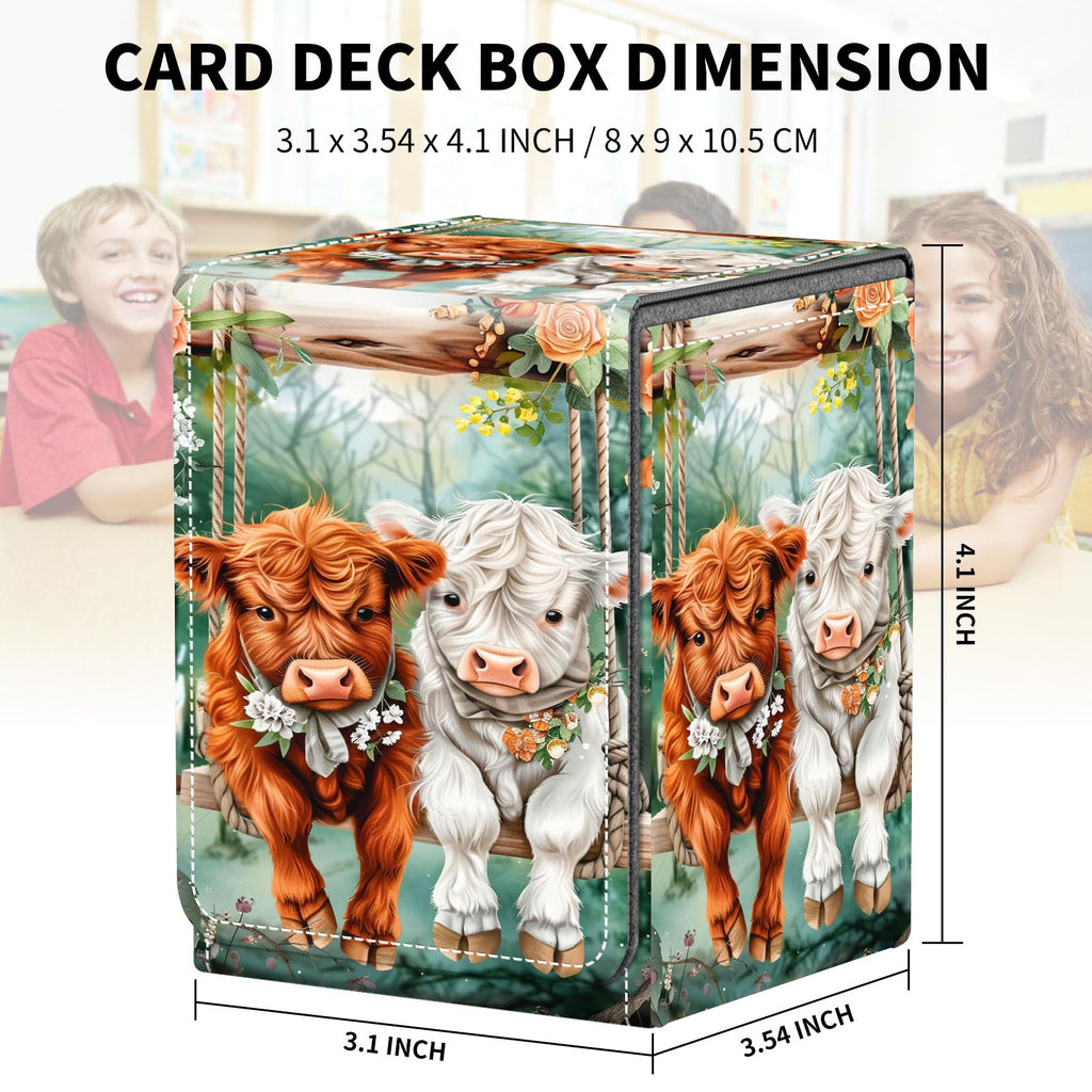 Card Deck Box for MTG Trading Cards, Magic Card Box Can Hold 110+ Single Sleeved Cards, Waterproof PU Leather Material, Strong Magnetic Buckle Card Set Box Suitable for TCG CCG, Astronaut Dinosaur