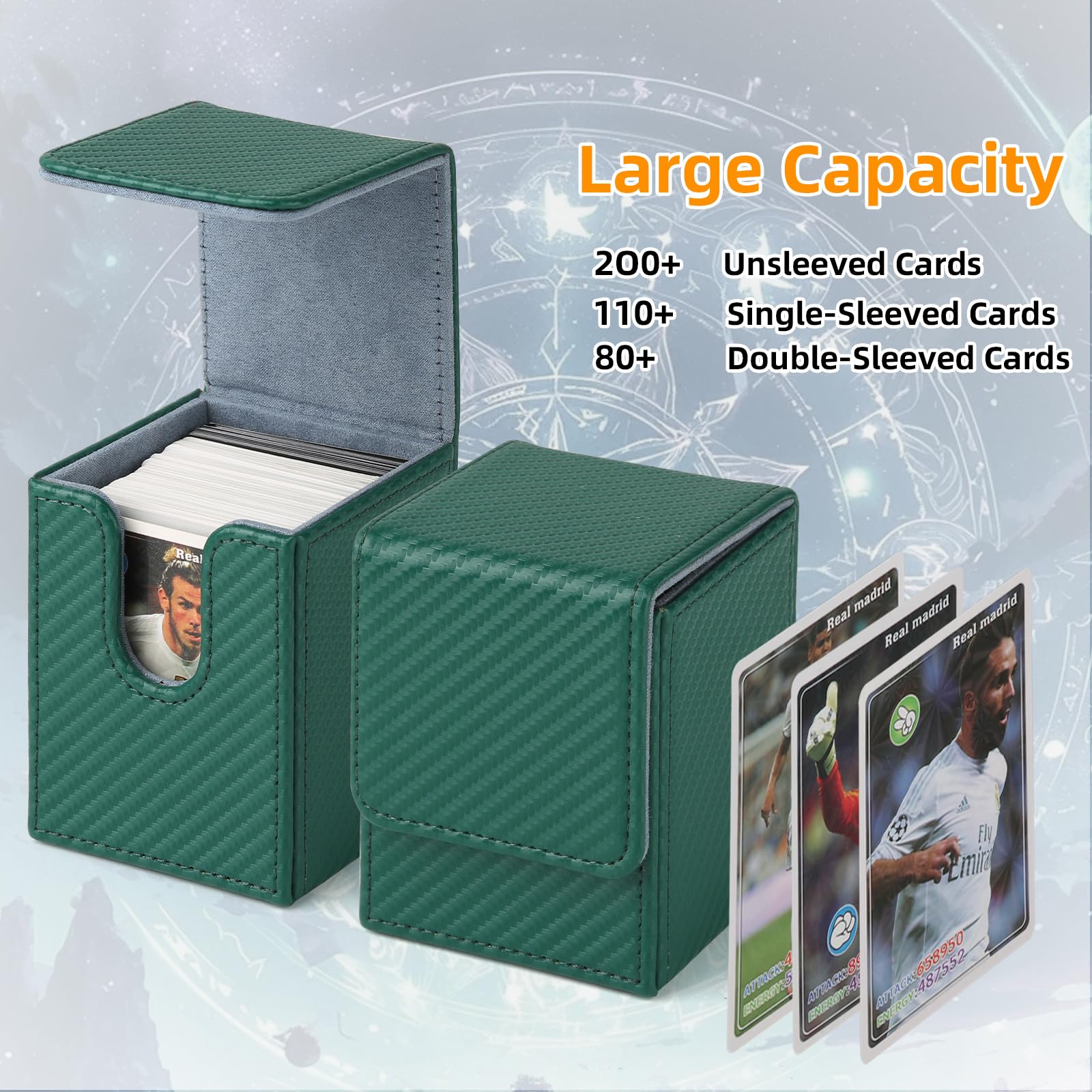 GERMUN Card Deck Box for MTG Commander, MTG Commander Deck Box Holds 120+ Single Sleeved Cards,MTG Deck Box Compatible with Magic the Gathering (Black)