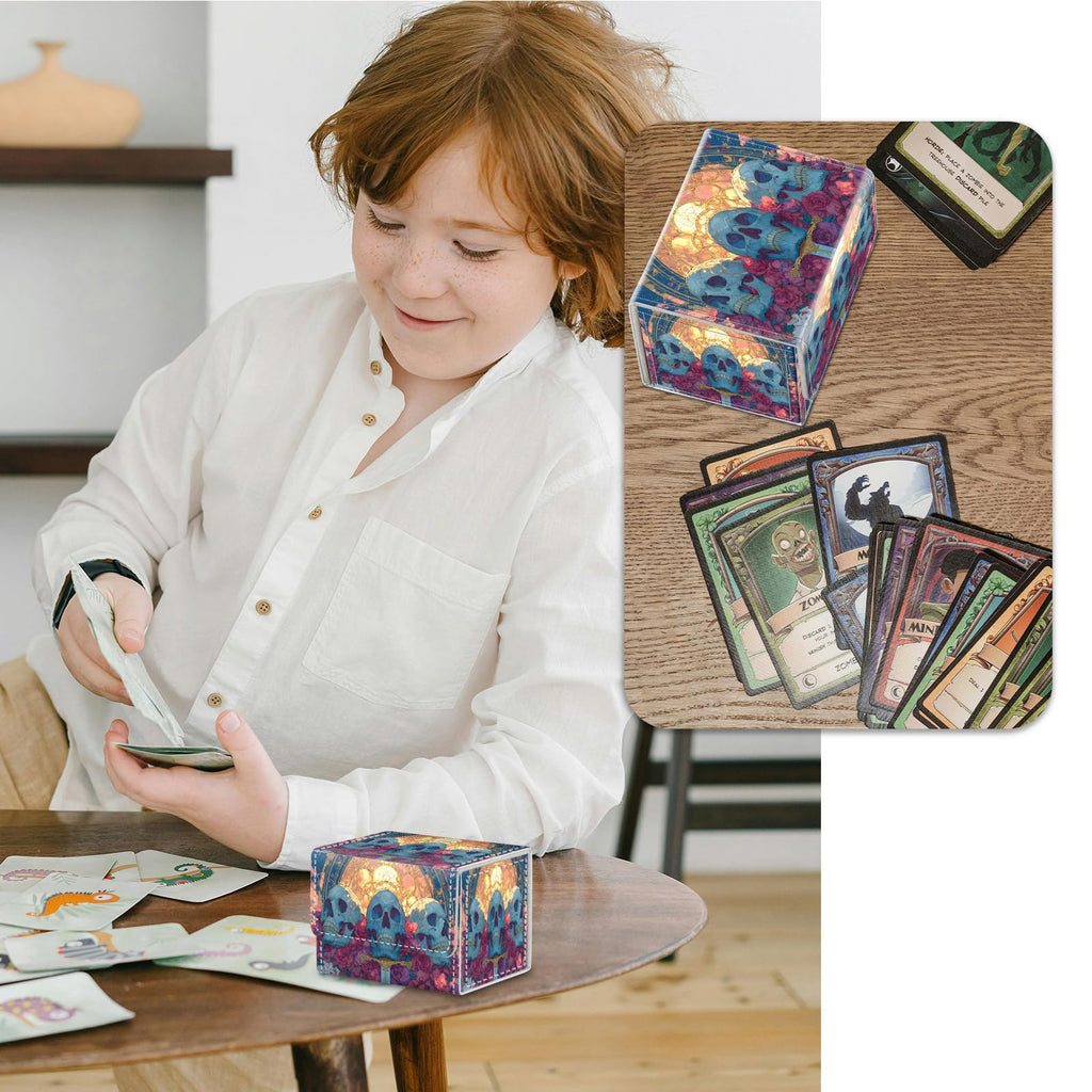 Strong Magnet Case Mtg Deck Box Tcg Up to 200 Cards Creative Pattern Trading Card Storage Box for Collectible Card Games, Black And White Koi