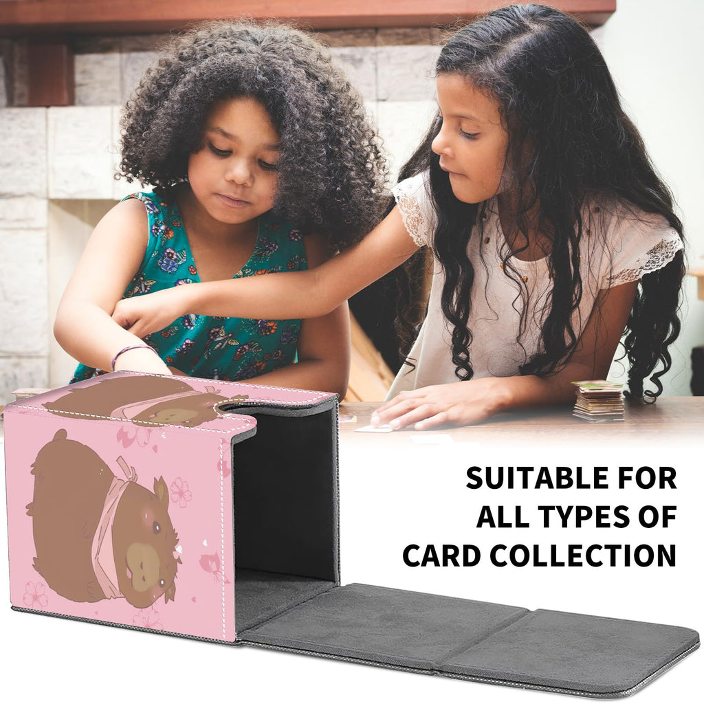 Card Deck Box for MTG Trading Cards, Magic Card Box Can Hold 110+ Single Sleeved Cards, Waterproof PU Leather Material, Strong Magnetic Buckle Card Set Box Suitable for TCG CCG, Astronaut Dinosaur
