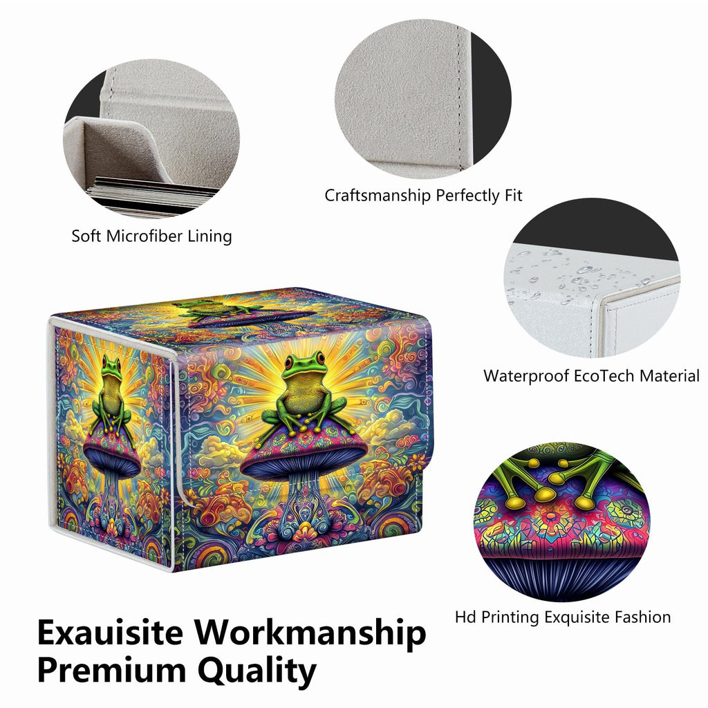 Strong Magnet Case Mtg Deck Box Tcg Up to 200 Cards Creative Pattern Trading Card Storage Box for Collectible Card Games, Black And White Koi