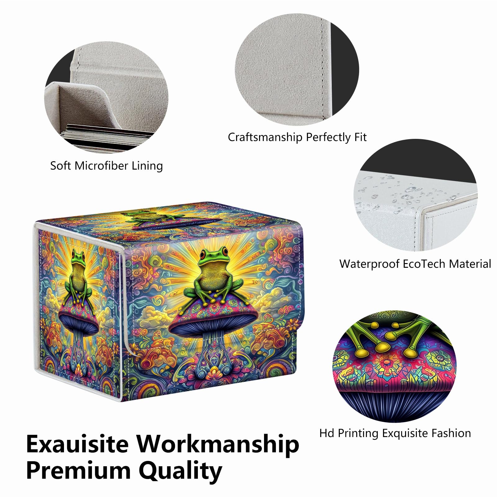 Strong Magnet Case Mtg Deck Box Tcg Up to 200 Cards Creative Pattern Trading Card Storage Box for Collectible Card Games, Black And White Koi