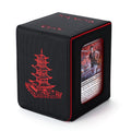 Venssu Chinese Takeout Deck Box with Commander Display, MTG Deck Case Fits 100 Double Sleeved Cards / 35+ Toploaders, Fake Leather Storage Box Compatible with TCG/PTCG Cards（White and Red）