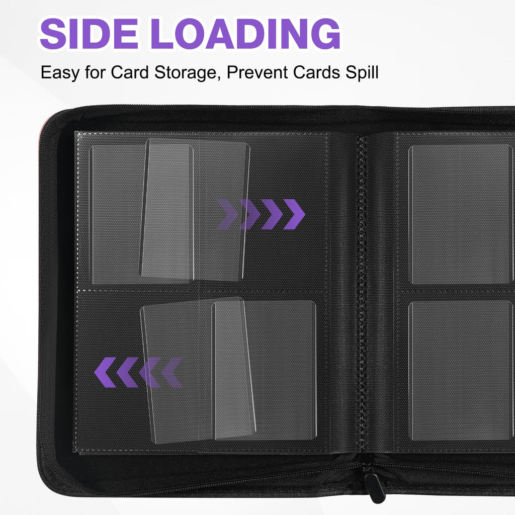 Toploader Binder, Holds 360 Toploader, 100 Toploaders INCLUDED, 9-Pocket PU Cover Top Loader Binder for 3" x 4" Rigid Toploaders, Ringless Double-Sided Toploader Card Binder for TCG, Sport Cards