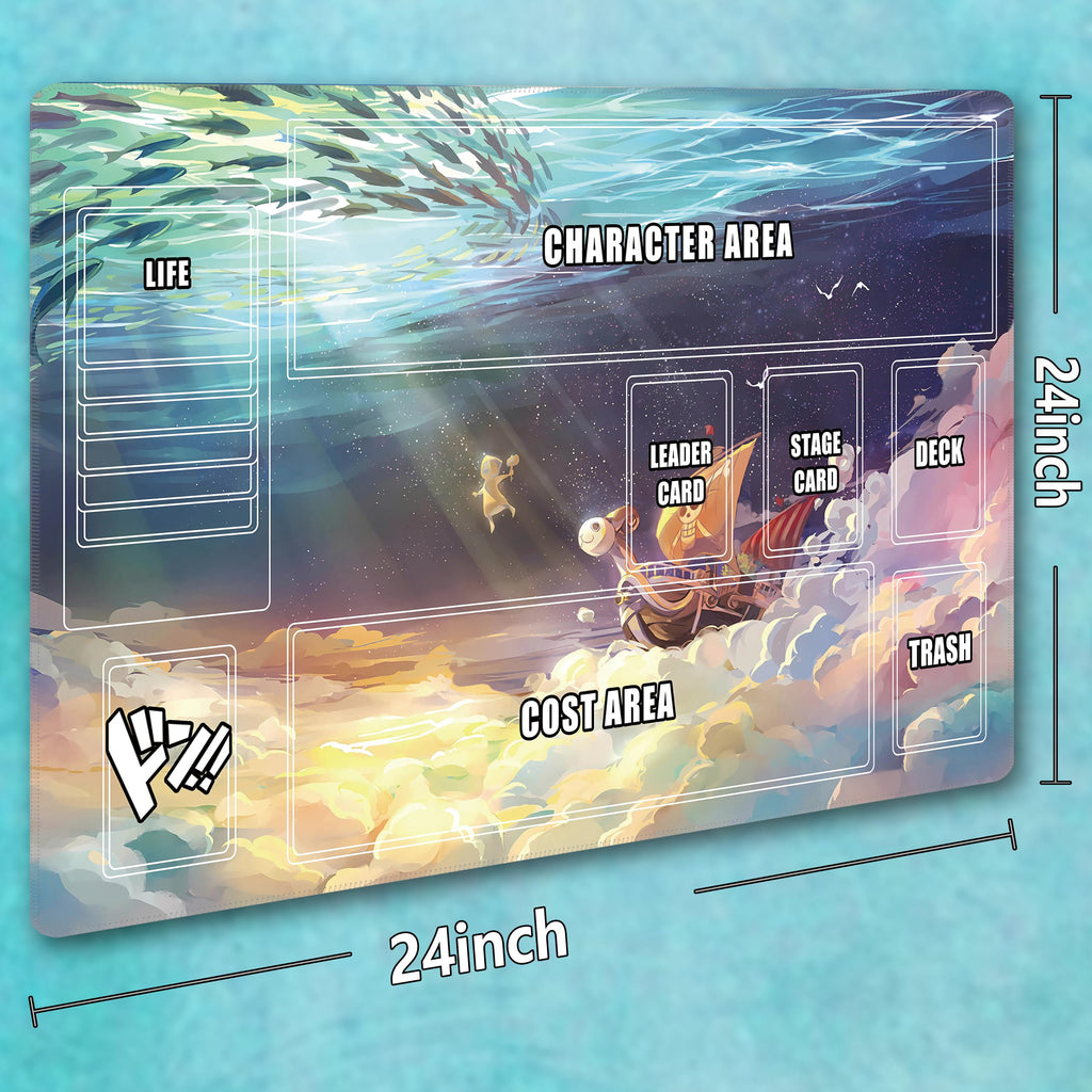 for one Piece TCG playmat Set - 14x24 inches Gaming mat with 2 Skull dice and Storage Bag for one Piece Card Game Adventures (Skeleton)