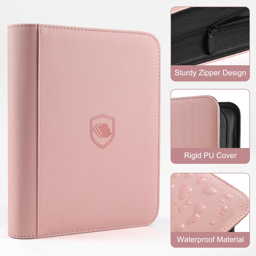 Toploader Binder, Holds 360 Toploader, 100 Toploaders INCLUDED, 9-Pocket PU Cover Top Loader Binder for 3" x 4" Rigid Toploaders, Ringless Double-Sided Toploader Card Binder for TCG, Sport Cards