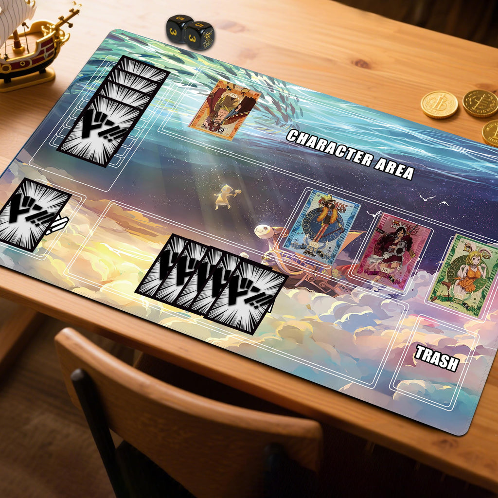 for one Piece TCG playmat Set - 14x24 inches Gaming mat with 2 Skull dice and Storage Bag for one Piece Card Game Adventures (Skeleton)