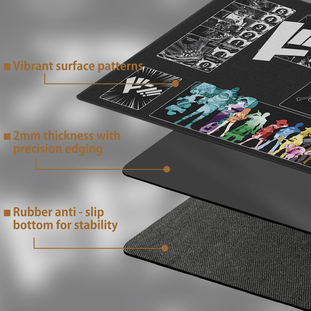 for one piece TCG playmat - 24x14 inches Rubber Card Game mat with Marked Areas, 20 Acrylic counters & Storage Bag for one piece Card Game Fans (Crew)