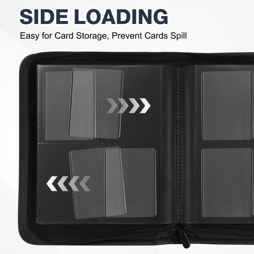 Toploader Binder, Holds 360 Toploader, 100 Toploaders INCLUDED, 9-Pocket PU Cover Top Loader Binder for 3" x 4" Rigid Toploaders, Ringless Double-Sided Toploader Card Binder for TCG, Sport Cards