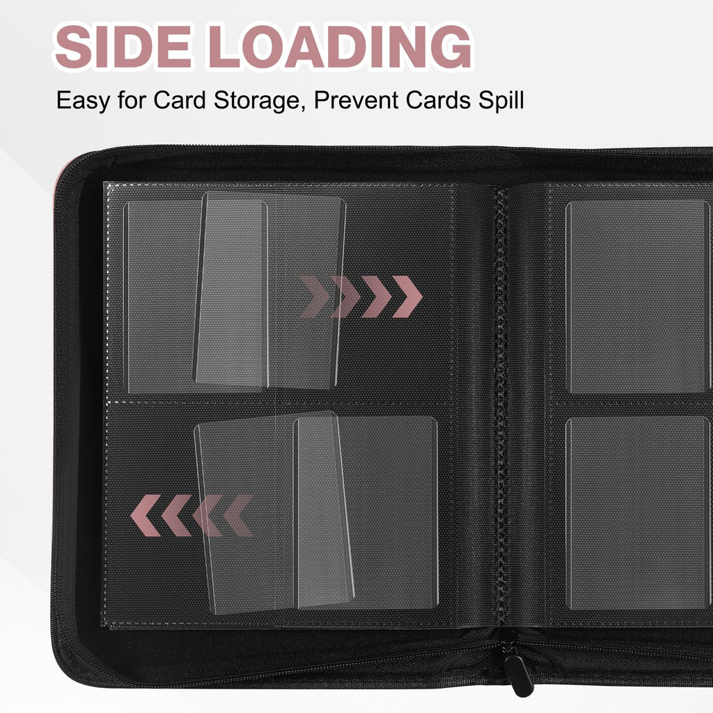 Toploader Binder, Holds 360 Toploader, 100 Toploaders INCLUDED, 9-Pocket PU Cover Top Loader Binder for 3" x 4" Rigid Toploaders, Ringless Double-Sided Toploader Card Binder for TCG, Sport Cards