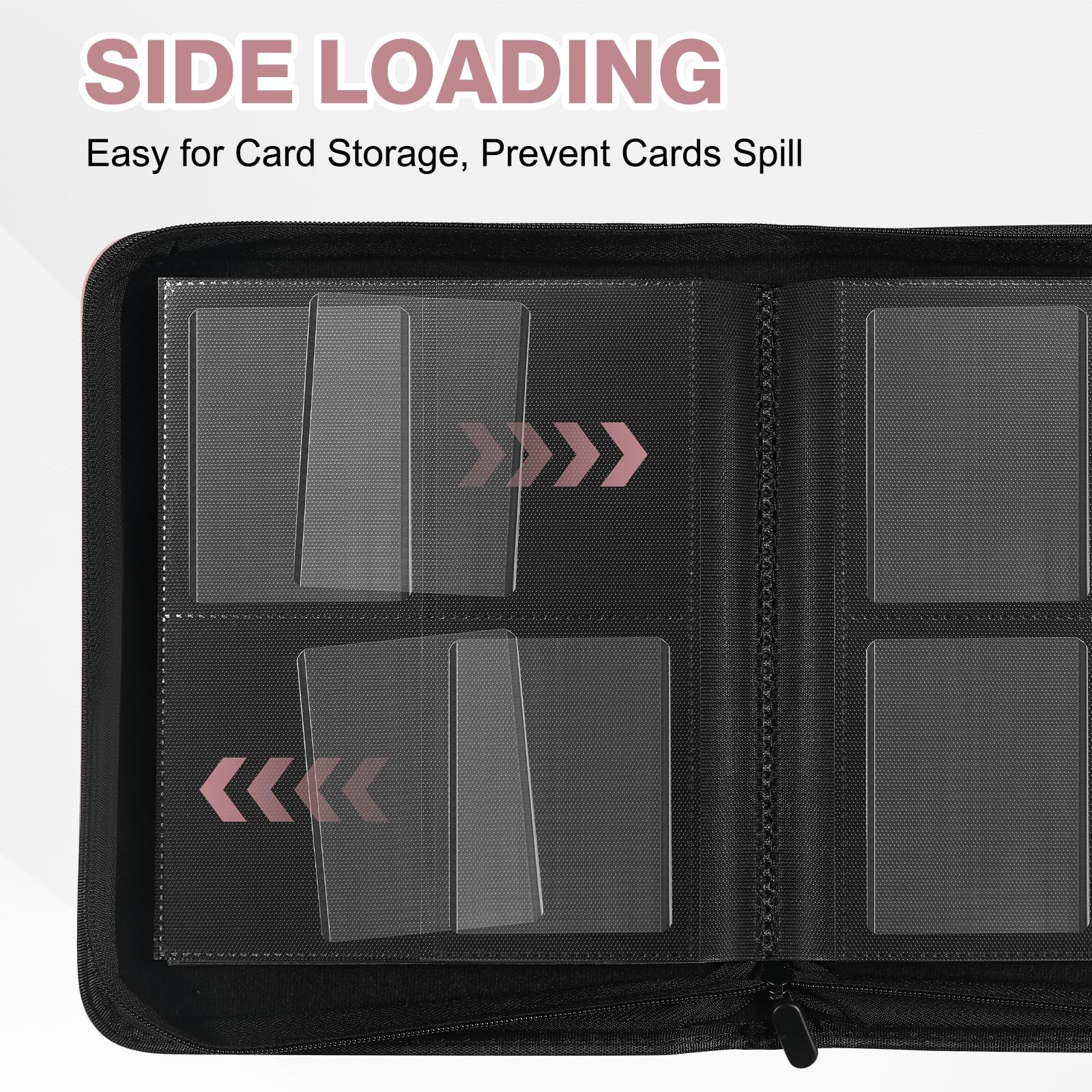 Toploader Binder, Holds 360 Toploader, 100 Toploaders INCLUDED, 9-Pocket PU Cover Top Loader Binder for 3" x 4" Rigid Toploaders, Ringless Double-Sided Toploader Card Binder for TCG, Sport Cards
