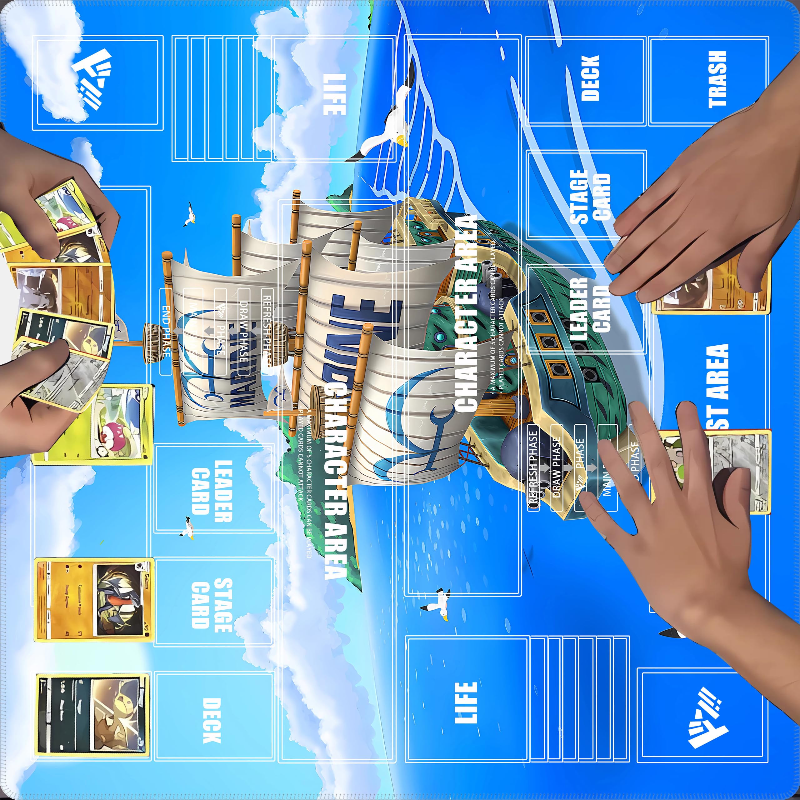 Playmat for One Piece Card Game for Two Players, 24x24 inches, with 4-Pocket Card Binder Set and 400+ Card Capacity