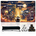 Single-Player TCG Playmat with Zones Compatible with One Piece Card Game, Bonus Power Counter Dice & Storage Bag Included 24x14 Inches, Non-Slip Rubber Trading Card Game Mat (Fiery Showdown)